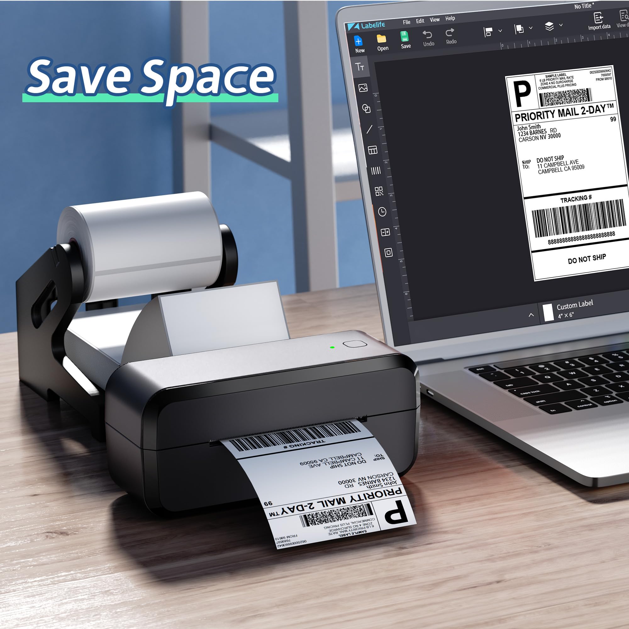 4x6 Direct Thermal Shipping Labels Roll - 500 Pack, Commercial Grade Strong Adhesive Stickers, Compatible with Rollo/Nelko/Munbyn/Jadens Printers - Perfect for Ecommerce, Warehouse & Logistics Labeling