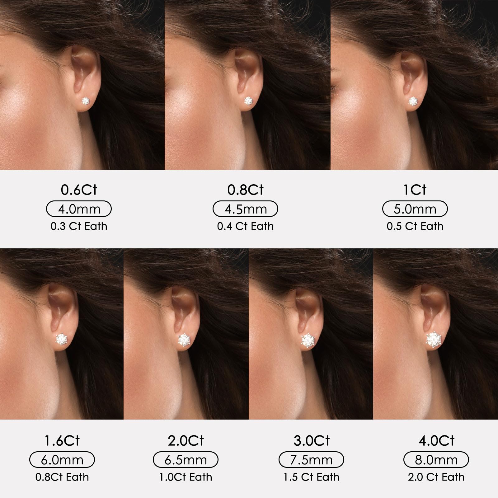 Moissanite Stud Earrings for Women 0.8CT-4CT - 14K Gold Plated Wedding Anniversary Birthday Valentine's Day Christmas Mother's Day Gifts for Wife, Mom, Girlfriend - Perfect for Everyday Wear, Date Nights & Special Occasions