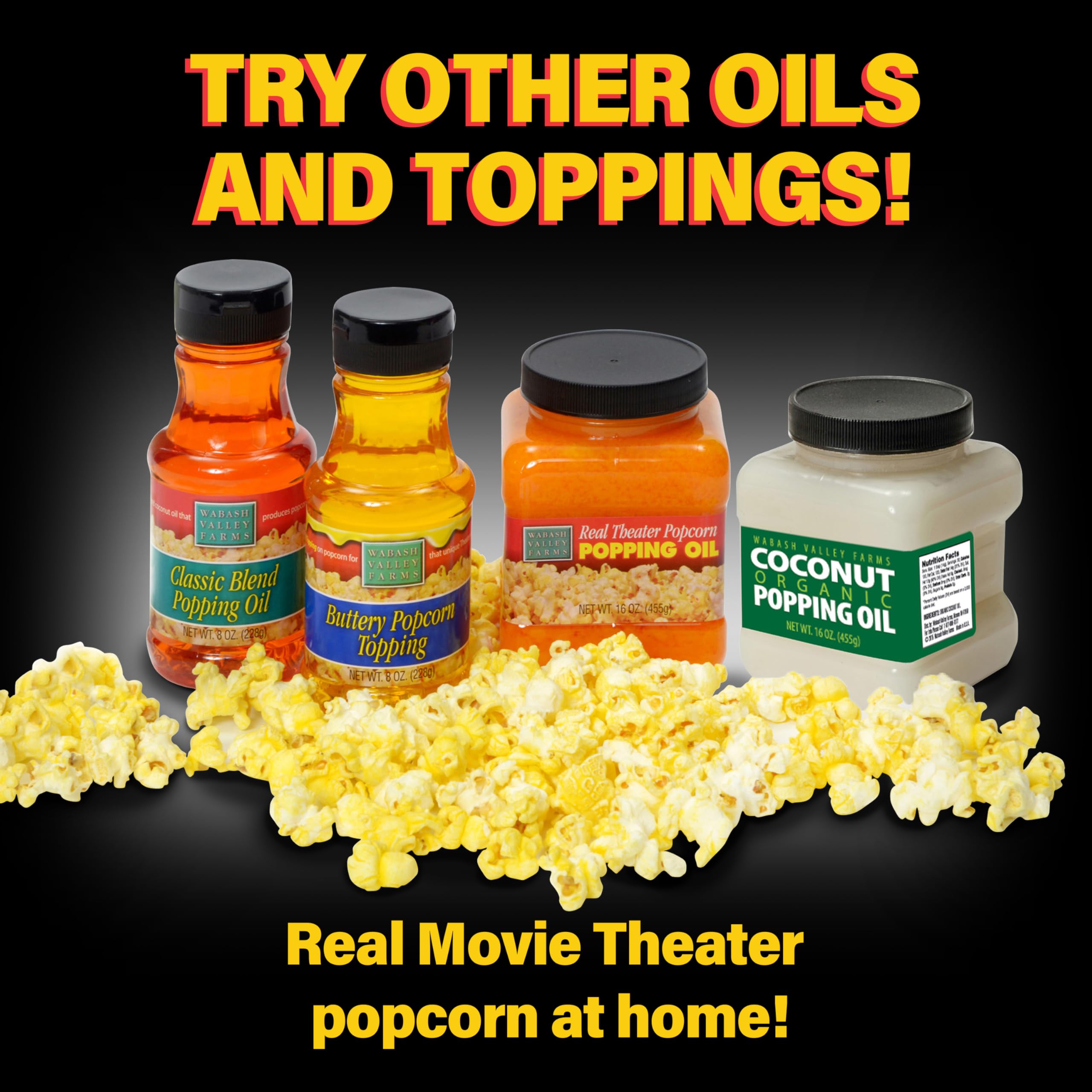 Premium Butter Flavored Coconut Oil for Popcorn - Wabash Valley Farms Real Theater Style Coconut Popping Oil (14 oz) - Perfect for Movie Nights, Home Theaters, and Gourmet Popcorn Making