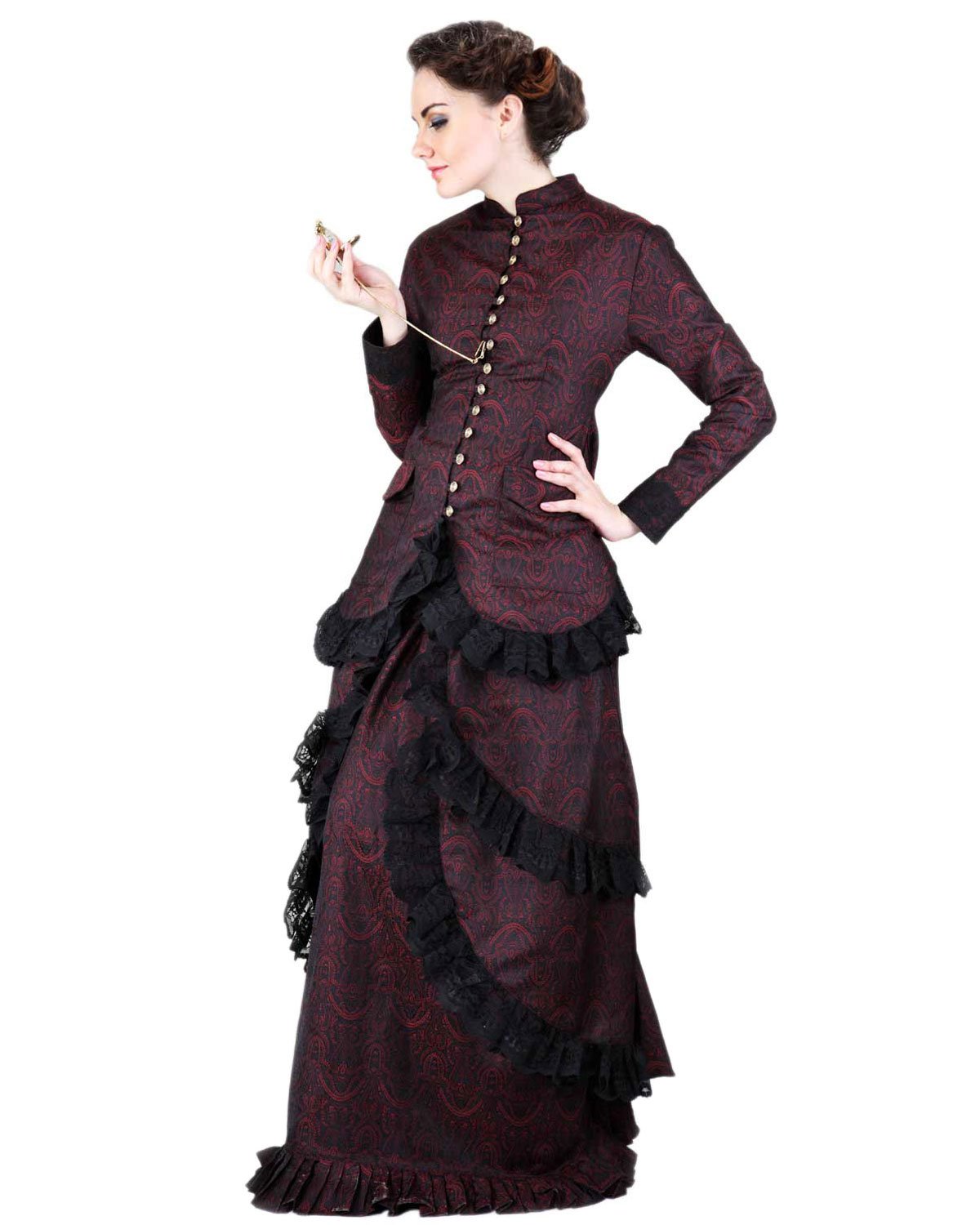 Steampunk Victorian Brocade Dinner Dress for Women | Elegant Gothic Corset Ball Gown | Perfect for Cosplay, Renaissance Fairs & Themed Parties
