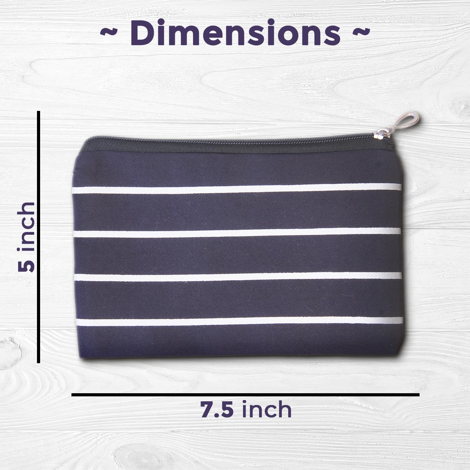 LIFESTICE DIY Craft Navy Blue Cotton Makeup Pouch with Zipper - Multipurpose Pen Pencil Case, Cosmetic Bag for Travel, School & Office (6-Pack) - Perfect for Organizing Makeup, Stationery & Small Essentials