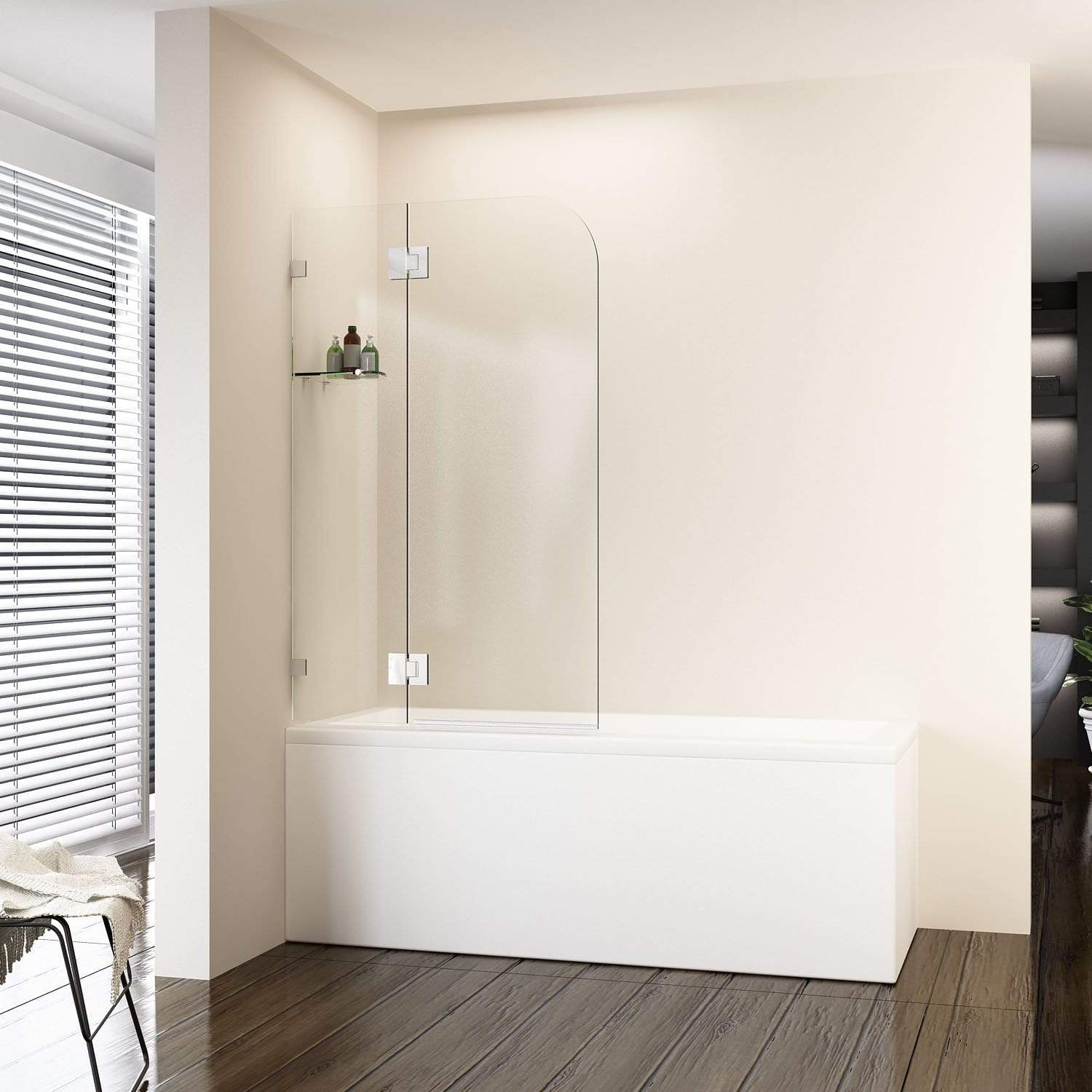 Elegant Over Bath Shower Screen - Tempered Glass Swing Door for Bathtub - Perfect for Small Bathrooms & Spa-Like Experience