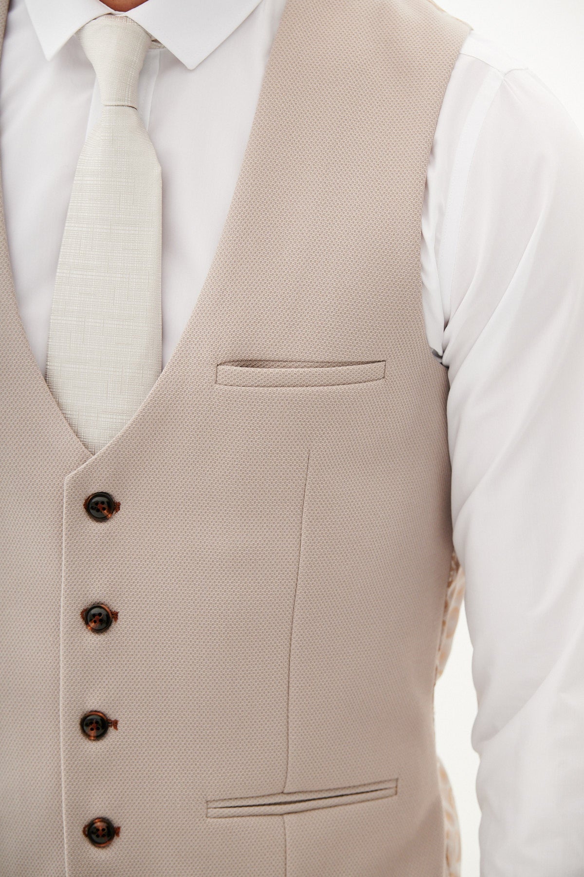 HM5 Stone Single Breasted Waistcoat for Men - Slim Fit Formal Vest for Business, Wedding & Office Wear - Premium Quality Men's Suit Vest