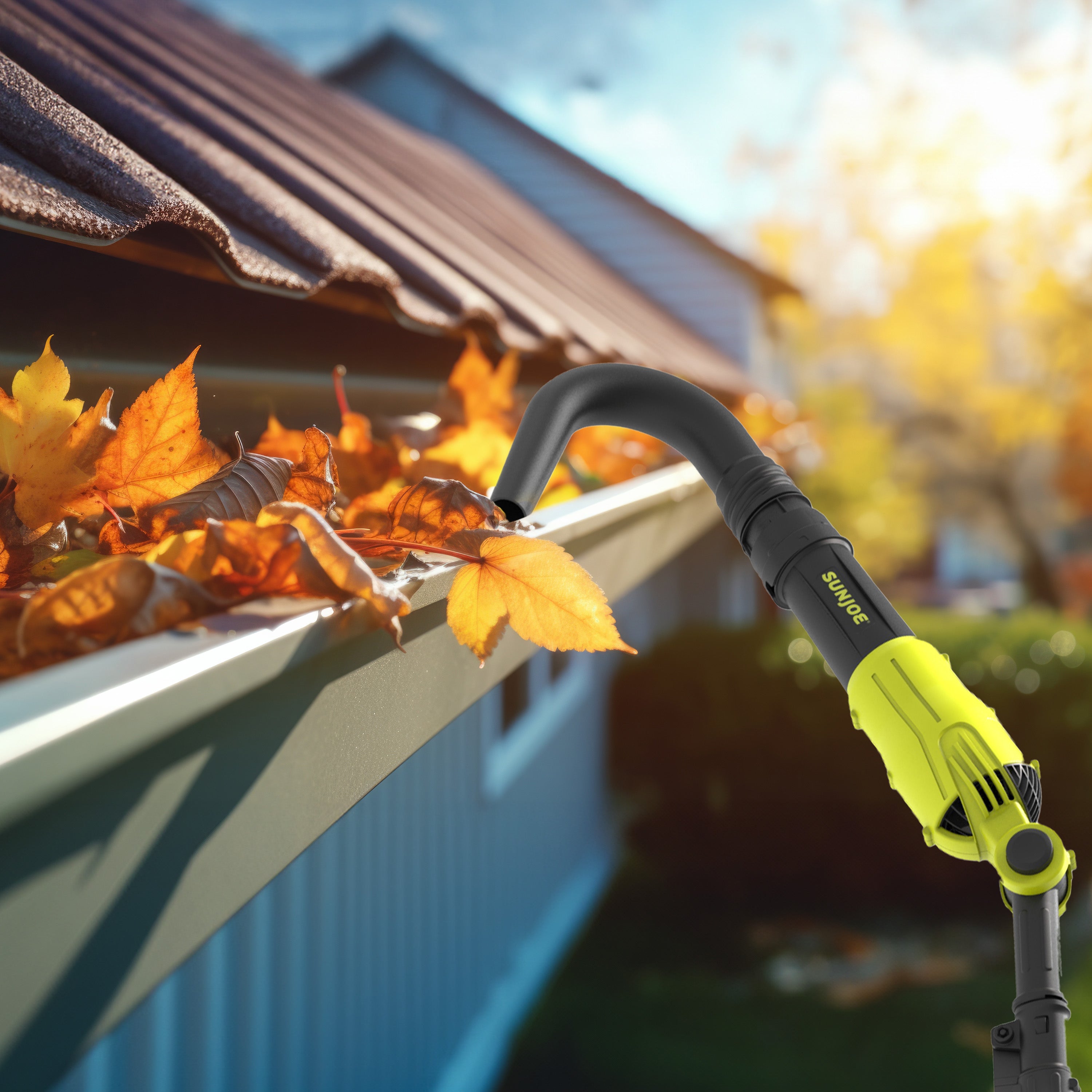 Sun Joe 24V TBP LTE 2-in-1 Cordless Handheld & Pole Leaf Blower Kit with 2.0Ah Battery & Charger | 3 Nozzle Attachments | Ideal for Yard Cleaning, Patio Maintenance & Driveway Debris Removal