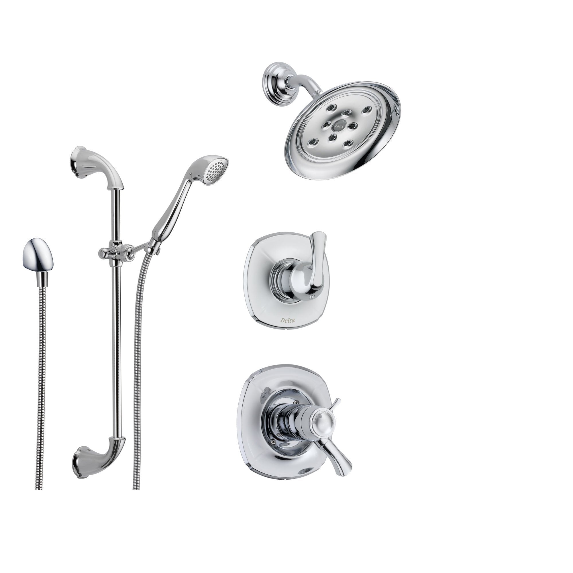 Delta Addison Chrome Thermostatic Shower System - 3-Function Diverter, Rainfall Showerhead & Handheld Spray (SS17T9283) for Bathroom Remodel & Spa Experience