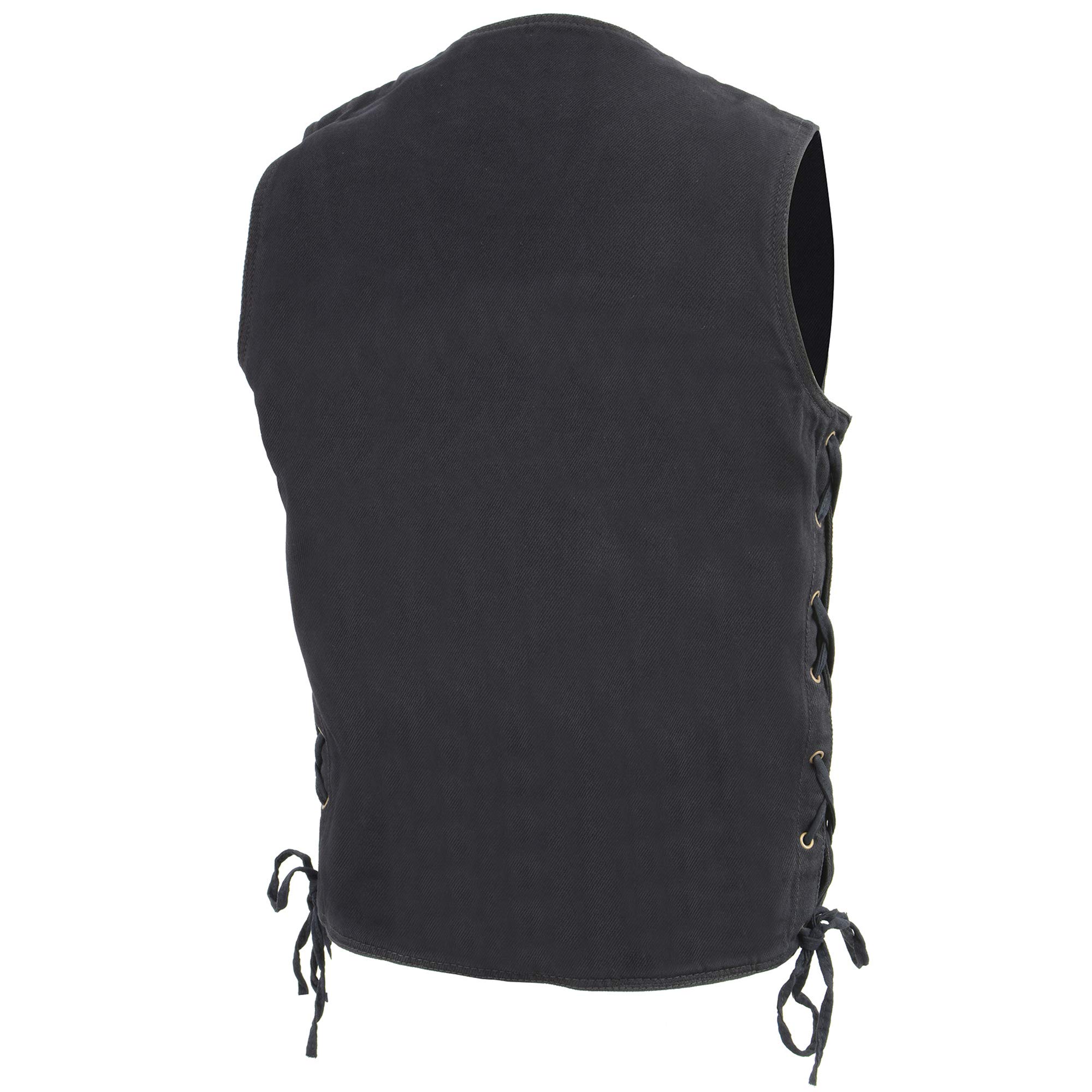 Milwaukee Leather Men's Side Lace Denim Vest with Chest Pockets - Stylish Biker Jacket for Motorcycle Riders & Casual Outfits