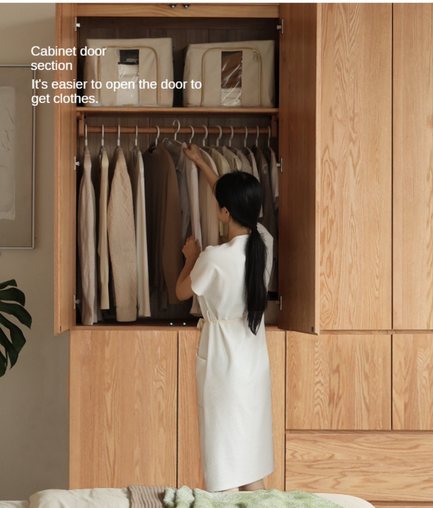 Oak Solid Wood Sectional Wardrobe - Spacious Modular Closet Organizer for Bedroom & Walk-in Closets | Durable Storage Solution for Clothes, Shoes & Accessories