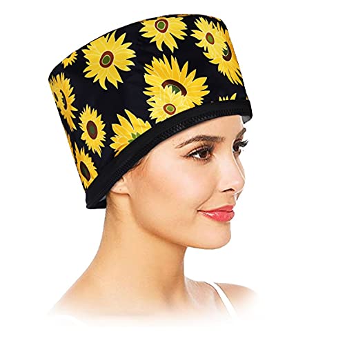 Electric Hair Conditioning Cap with Heat Therapy - Deep Conditioning & Scalp Treatment for Natural Hair | Hot Head Spa Care for Home Use | Perfect for Relaxation & Hair Repair (Sunflower Design)