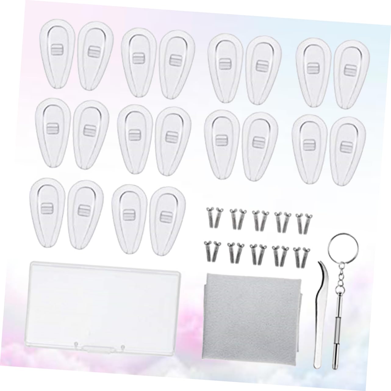 PartyKindom 2-Pack Mini Screw Set for Eyeglass Repair - Includes Glue, Nose Pads, Springs & Tweezers | Essential Glasses Repair Kit for Home, Office & Travel