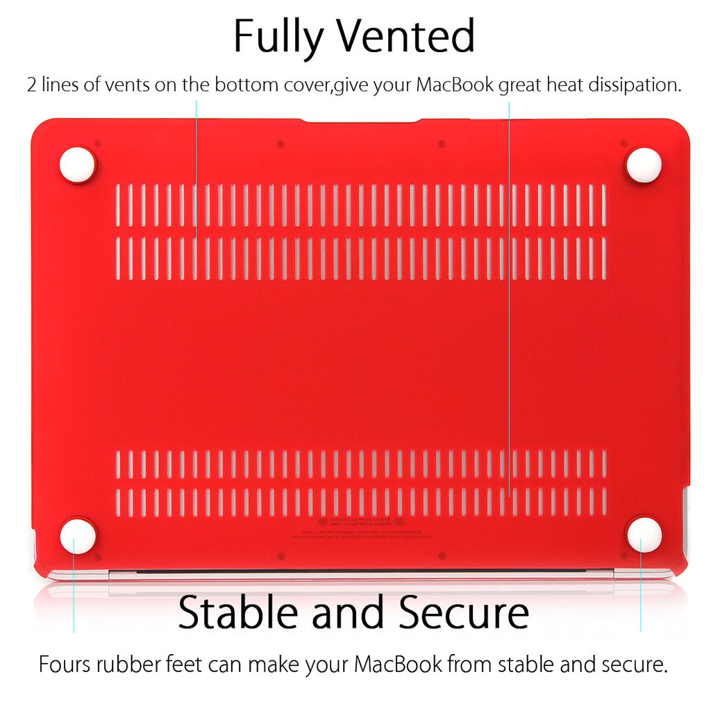 UESWILL 3-in-1 Matte Hard Shell Case Cover for MacBook 12-inch Retina Display (Model A1534) with Keyboard Protector & Screen Protector - Red | Perfect for Work, Travel & School Protection
