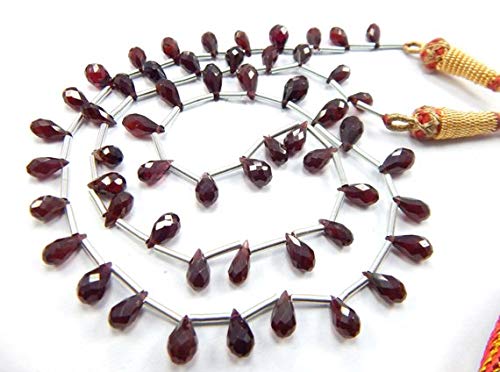 Faceted Red Garnet Briolettes Beads Necklace - 4x8 to 5x10mm Tear Drop Pendant, January Birthstone Jewelry, 19.5 Inch Adjustable Chain - Perfect for Birthday Gifts, Anniversary Presents & Boho Fashion Accessories