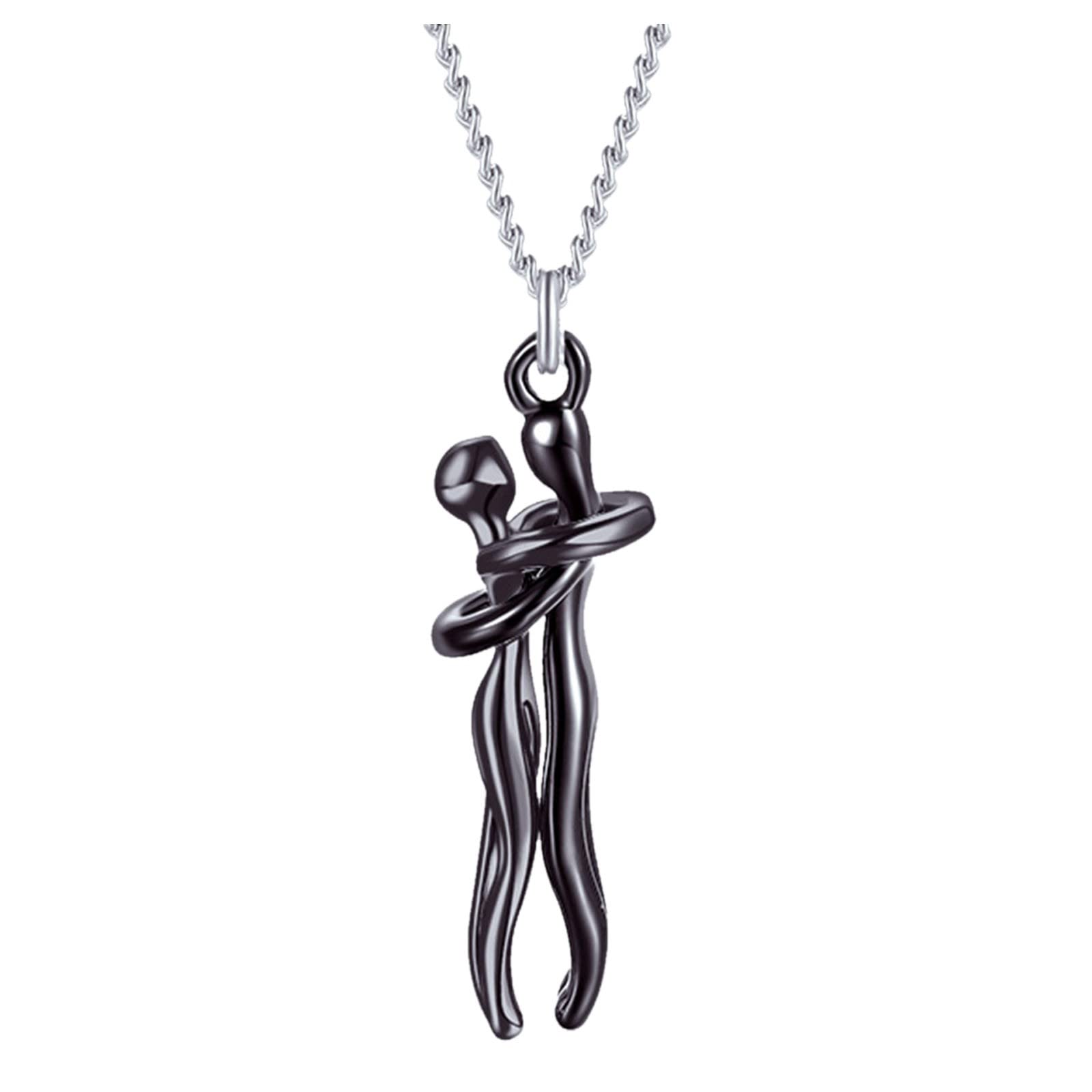 Romantic Couple Hugging Necklace Set - Matching Love Pendant Jewelry for Women & Men - Perfect Gift for Anniversaries, Valentine's Day & Couples