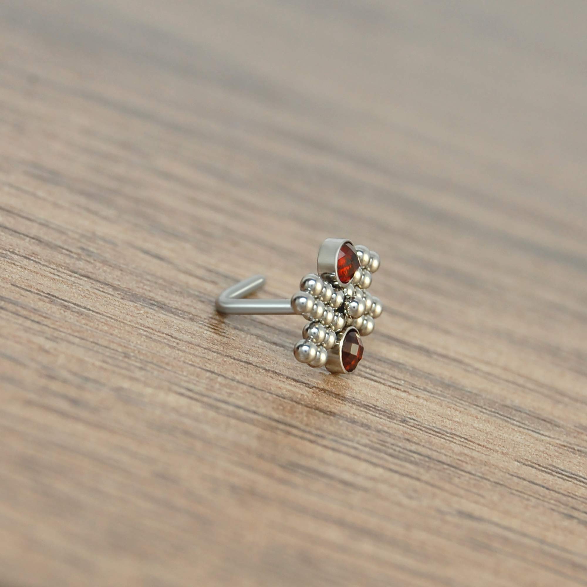 Surgical Steel Nose Ring Stud - Garnet Nostril Screw Stud for Nose Piercing Jewelry | Perfect for Everyday Wear, Parties & Special Occasions