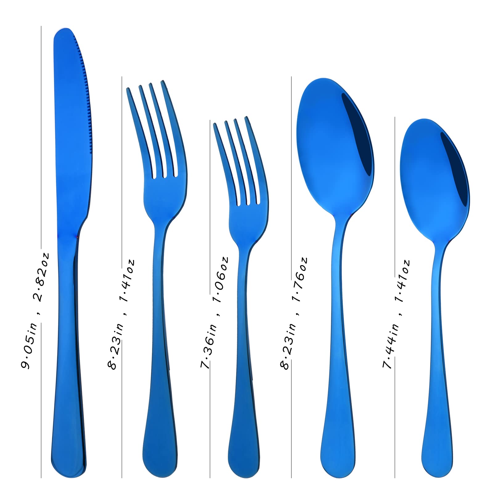 20-Piece Stainless Steel Silverware Set for 4 - Mirror Polished Blue Flatware Cutlery with Knives, Forks & Spoons - Durable Dishwasher Safe Kitchen Utensils for Home, Restaurant & Dinner Party Use