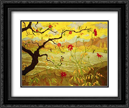 Paul Ranson 17x15 Black Ornate Framed Double Matted Museum Art Print - Apple Tree with Red Fruit - Perfect for Living Room, Bedroom & Office Decor