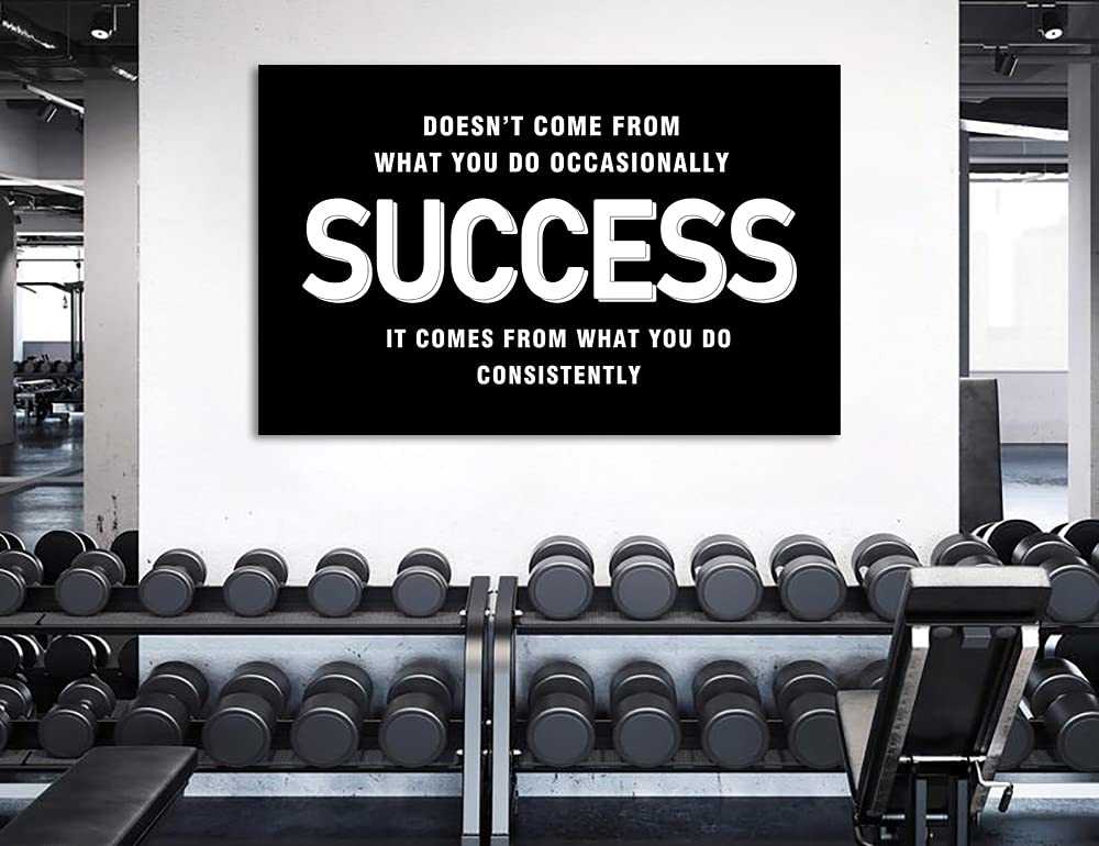 Success Wall Art - Motivational & Inspirational Poster Quotes for Home & Office Decor - Canvas Print Framed Ready to Hang - Perfect for Living Room, Bedroom, Office & Bathroom Decorations