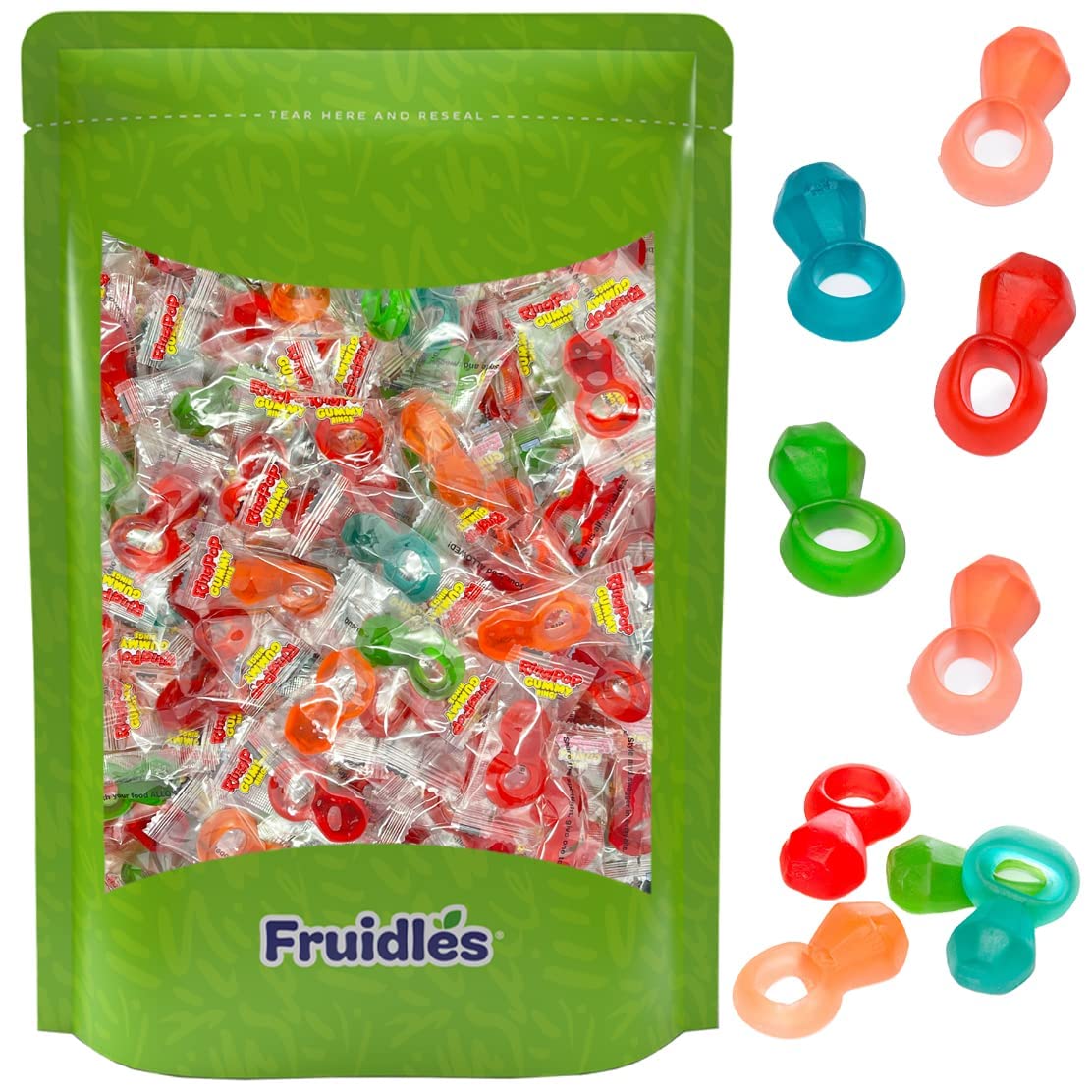Fruidles Ring Candy Gummies - 24 Pack of Assorted Fruit Flavored Chewy Rings | Perfect for Birthday Parties, Halloween Treats & Kids Snacks