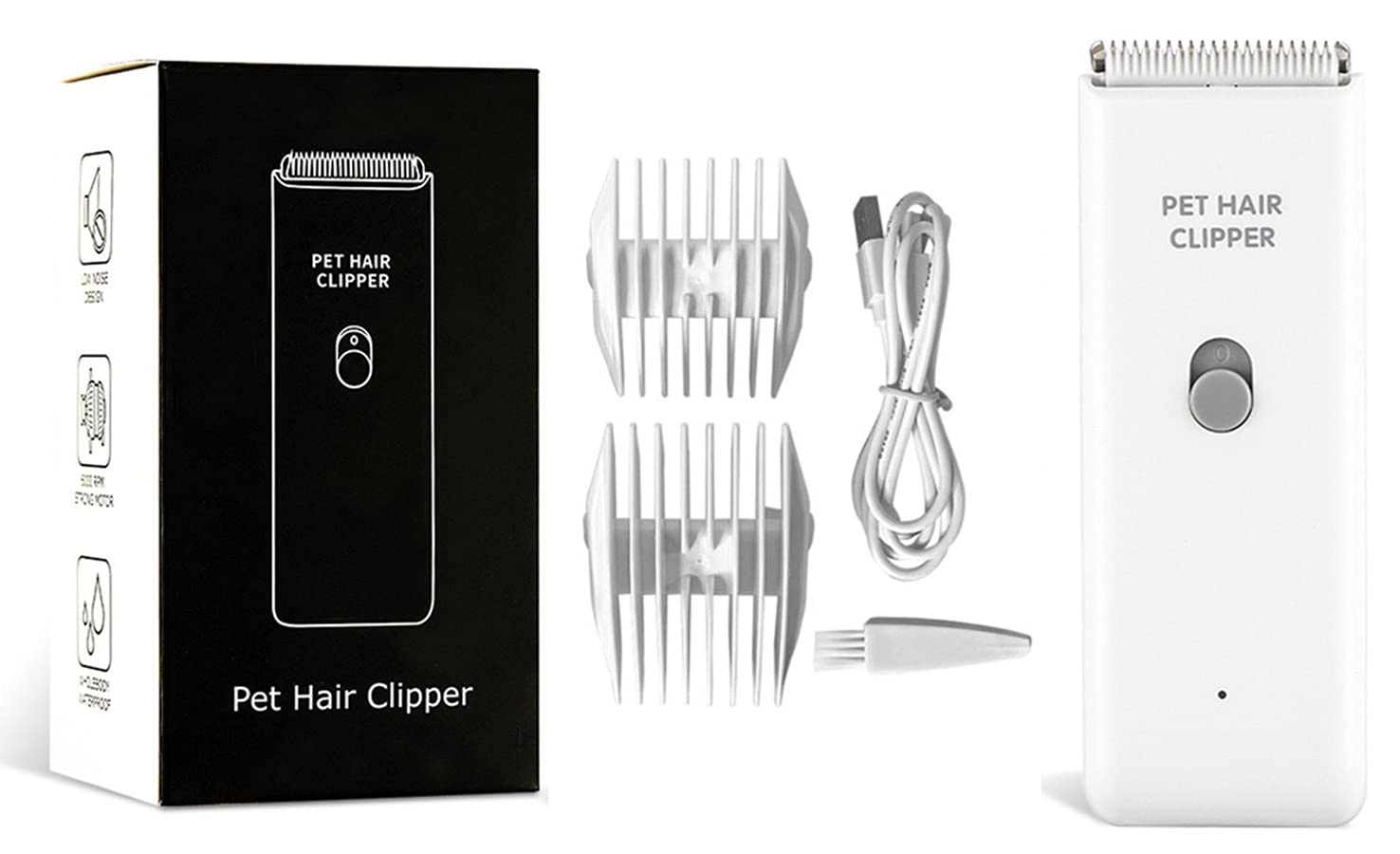 Quiet USB Rechargeable Cordless Dog & Cat Grooming Kit - Professional Pet Hair Clippers with Washable Blades | Perfect for Home Grooming, Trimming, and Shaving Dogs & Cats (White)
