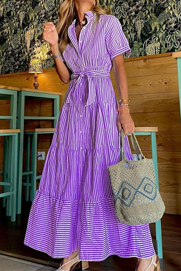 Stylish Women's Maxi Dress with Stripe Design - Perfect for Sunday Mornings, Beach Outings & Summer Vacations