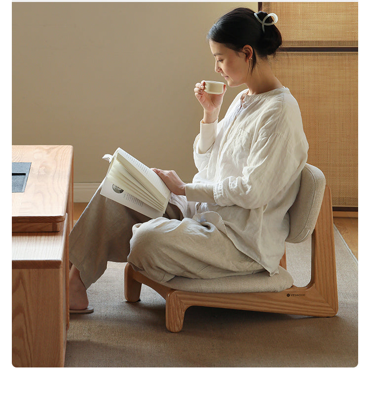 Japanese Style Oak Solid Wood Tea Chair - Handcrafted Traditional Tea Ceremony Chair for Zen Garden, Meditation & Home Decor