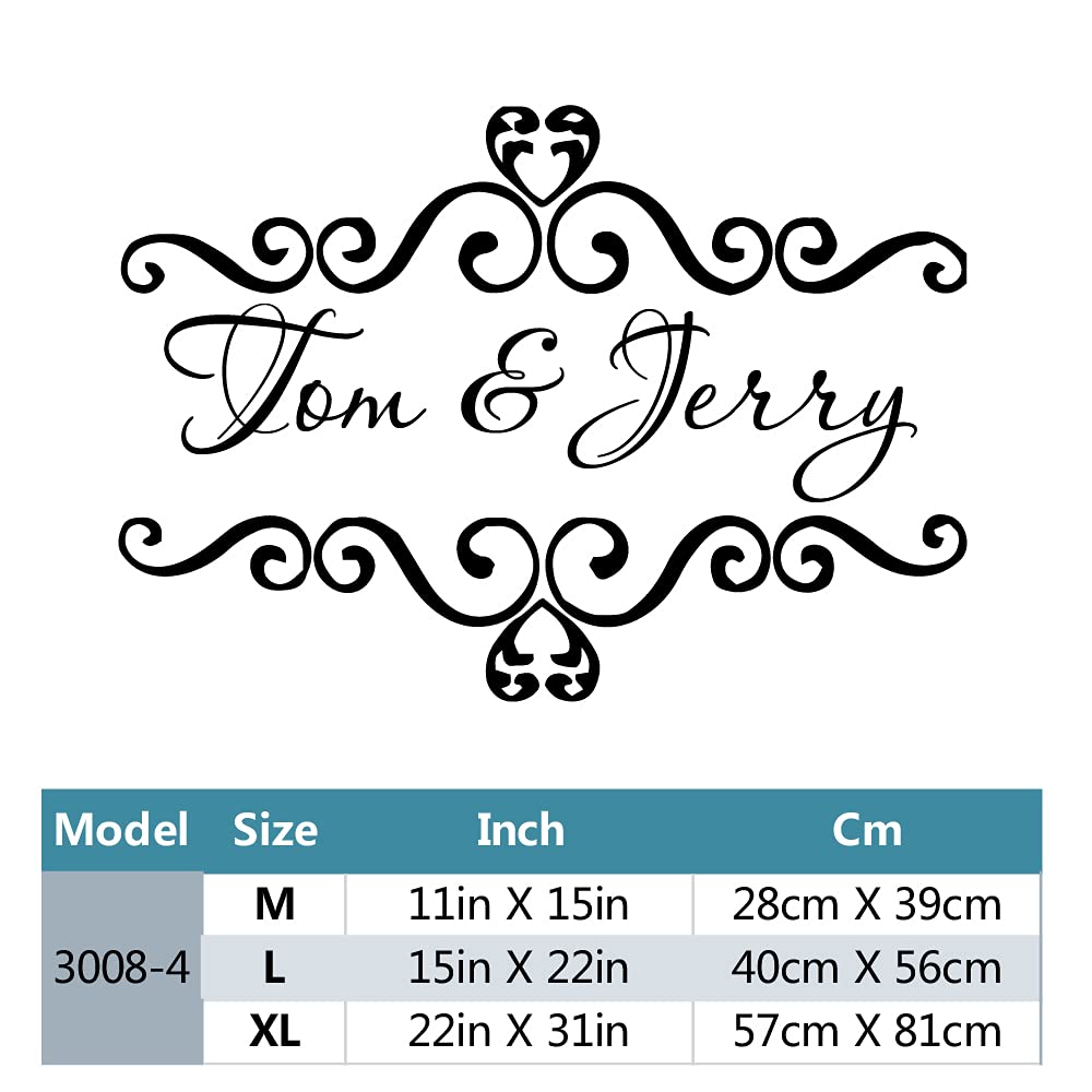 Custom Name Vinyl Wall Decals for Couples - Personalized Home Decor Stickers for Living Room, Bedroom & Kids Room - Removable Love Letter Art Decoration for Romantic Gifts & Home Styling
