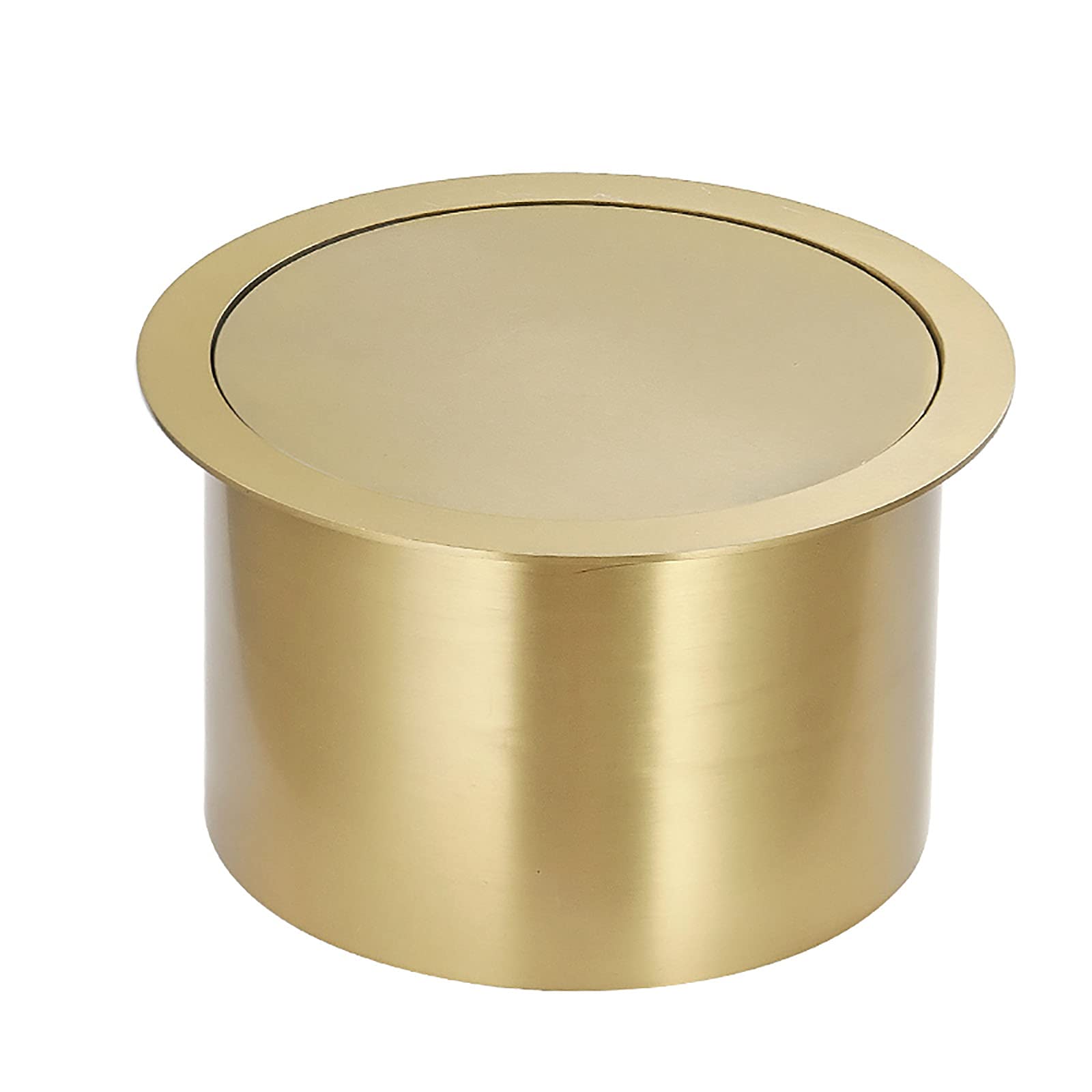 Stainless Steel Kitchen Countertop Trash Chute Lid - 304 Round Balance Flap Cover with Gold Finish | Perfect for Sink, Island, or Cabinet Waste Disposal