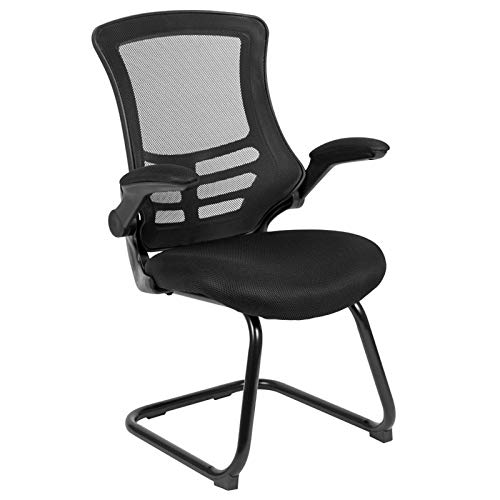 Scranton & Co Modern Mesh Sled Office Chair - Ergonomic Black Desk Chair for Home & Office Workspace - Perfect for Conference Rooms, Study Areas & Workstations