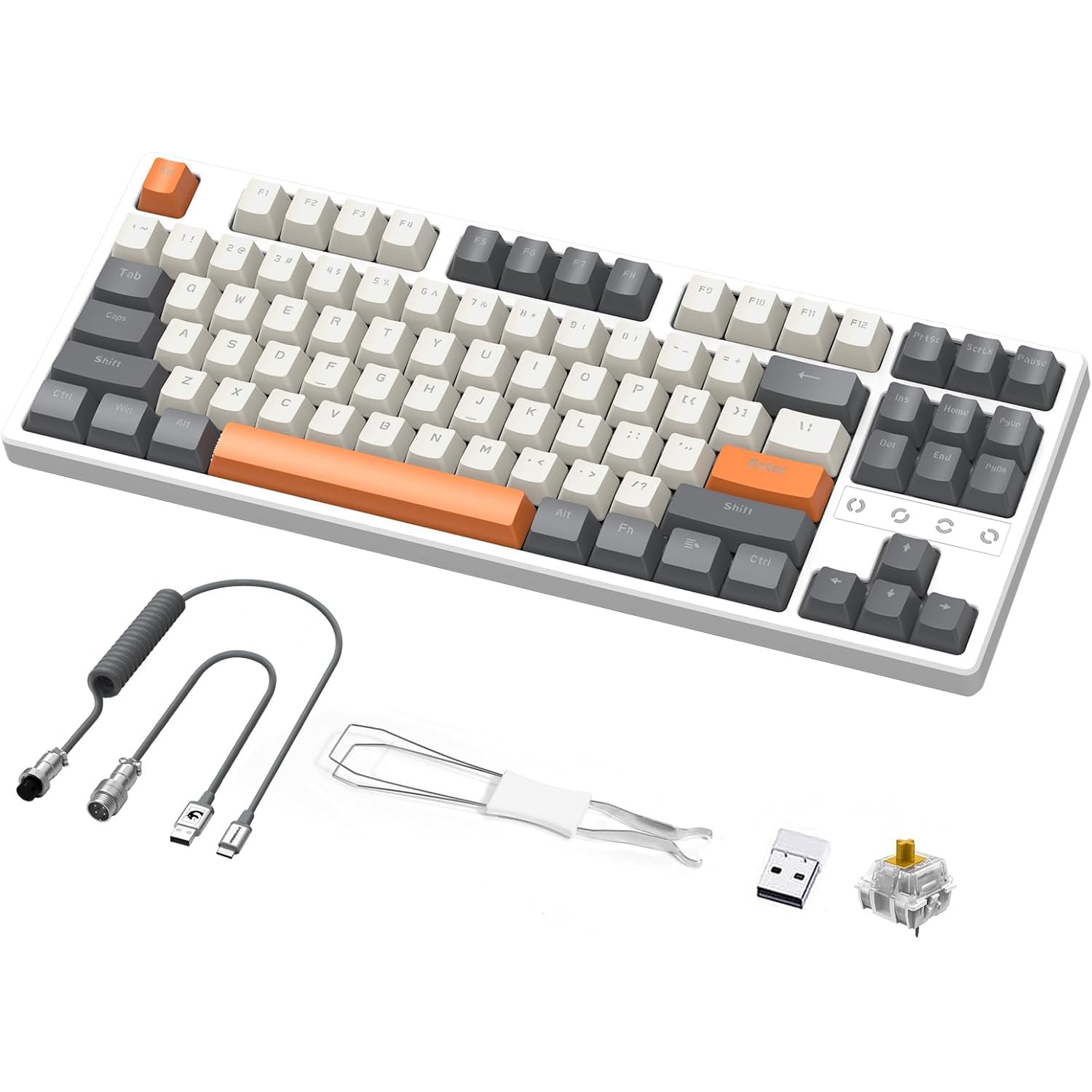 K87 RGB Wireless Mechanical Keyboard - 2.4G/Bluetooth/Wired, Hot-Swappable Yellow Switches for Gaming & Office