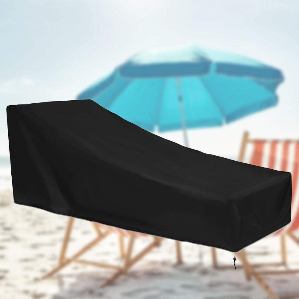 Alomejor Waterproof Outdoor Chaise Lounge Chair Cover - Anti-Rust Oxford Fabric Garden Furniture Protector with Storage Bag - Perfect for Patio, Poolside, and Backyard Use