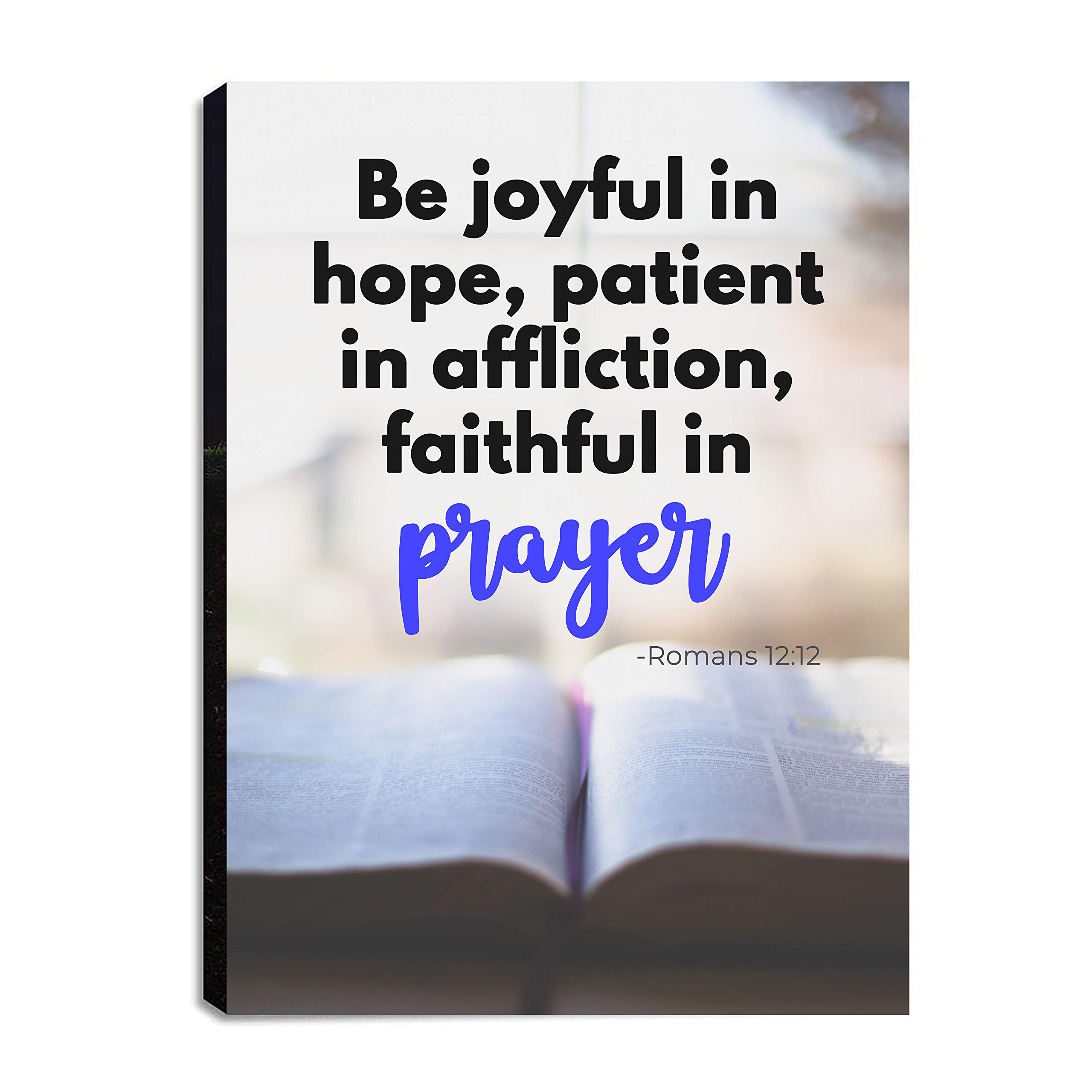 Romans 12:12 Christian Canvas Wall Art - 30x40 Inch Inspirational Bible Verse Print, Ready to Hang Scripture Decor for Home, Kitchen, Living Room & Bedroom - Perfect for Daily Devotion & Spiritual Uplifting