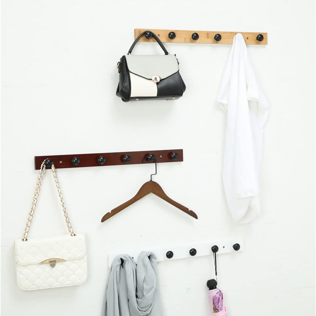 Sturdy Wooden Wall Mounted Coat Rack with 5 Hooks - Space Saving Entryway Organizer for Coats, Hats, Bags & Backpacks (Brown, 31 Inches) - Perfect for Hallway, Bedroom & Mudroom Storage