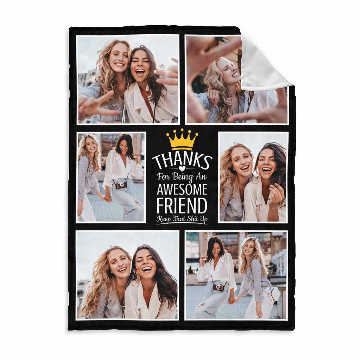 MyPupSocks Custom Best Friend Blanket - Personalized 70x80 Inch Soft Throw Blanket for Women, BFF Gifts, Sister Birthday Present, Office Decor | Perfect for Couch, Bed, Movie Nights & Friendship Celebrations