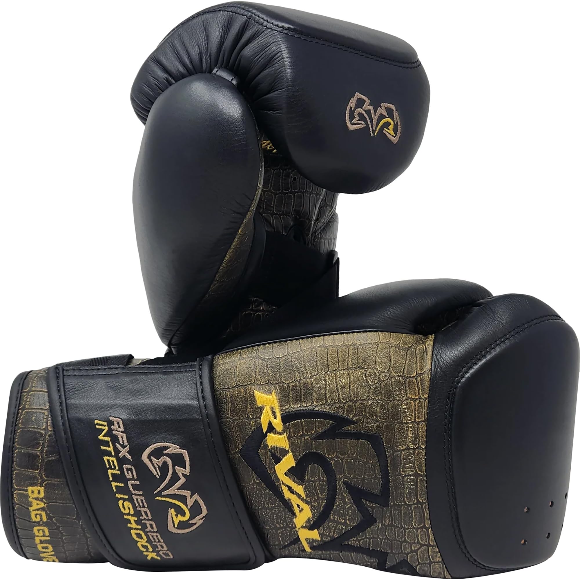 RIVAL RFX-Guerrero D3O Intelli-Shock Boxing Bag Gloves - Croc Skin Edition with Wrist Lock 2 V-Strap System & 15° Angled Cuff - Perfect for Heavy Bag Training, MMA, Kickboxing, and Fitness Workouts