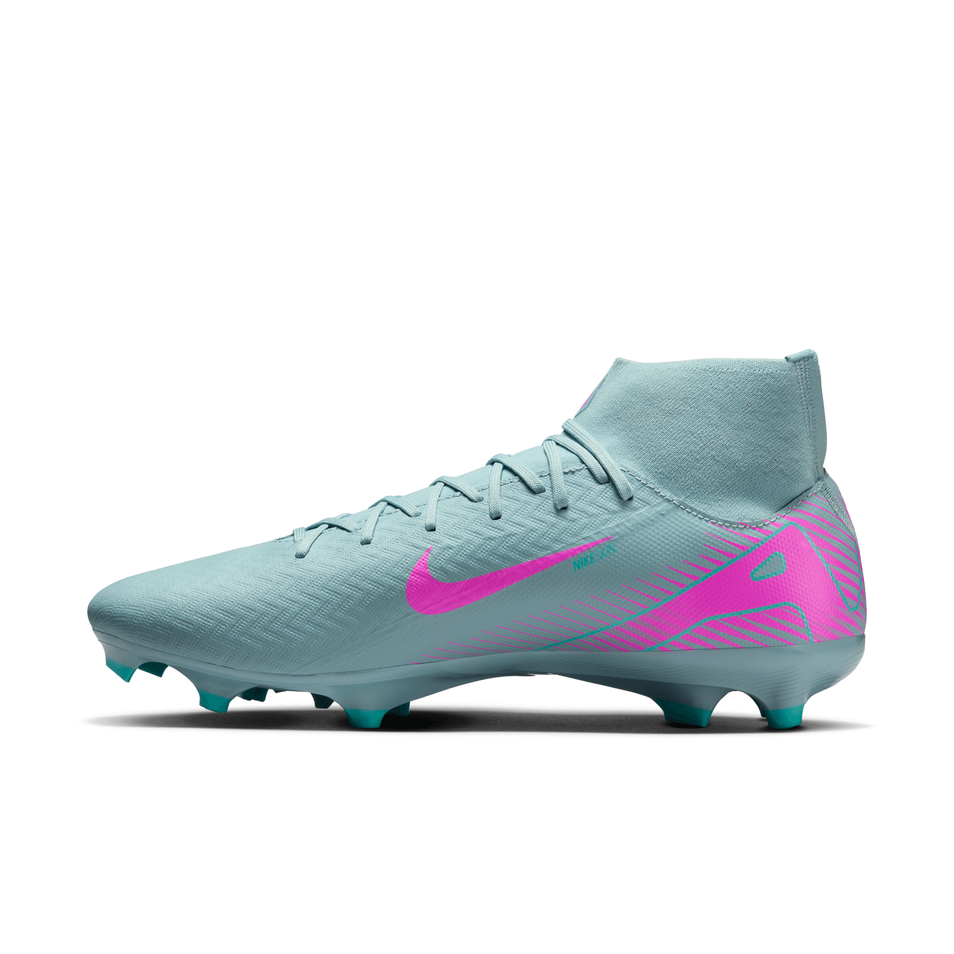 Nike Mercurial Superfly 10 Academy FG/MG Soccer Cleats for Men - Lightweight Football Shoes with Dynamic Fit (Ocean Cube/Pink Blast) - Perfect for Turf & Artificial Grass Training Sessions