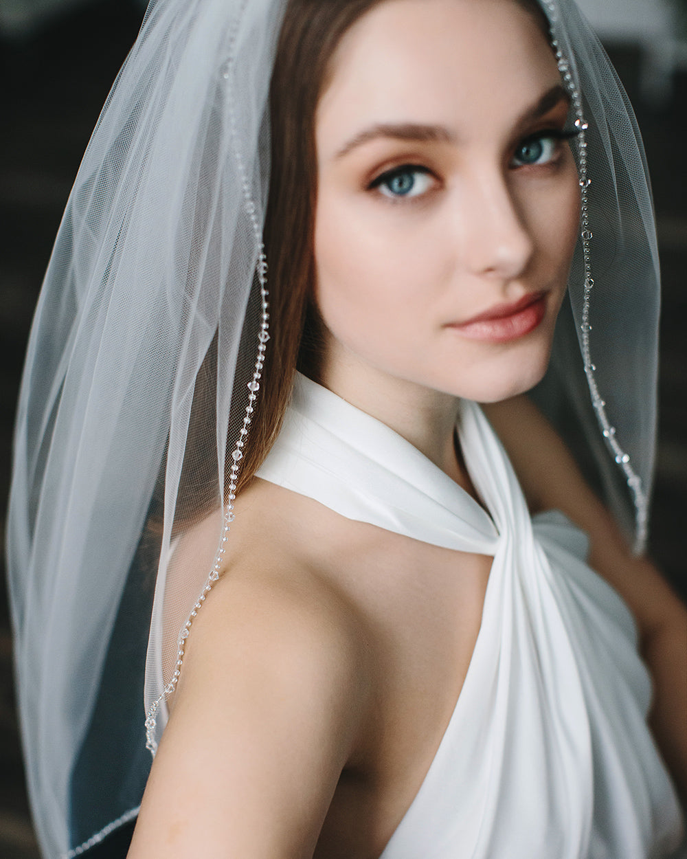 Elegant Eden Crystal Wedding Veil - Handmade Bridal Veil with Sparkling Crystals for Bride | Perfect for Church Ceremony, Outdoor Wedding & Photography