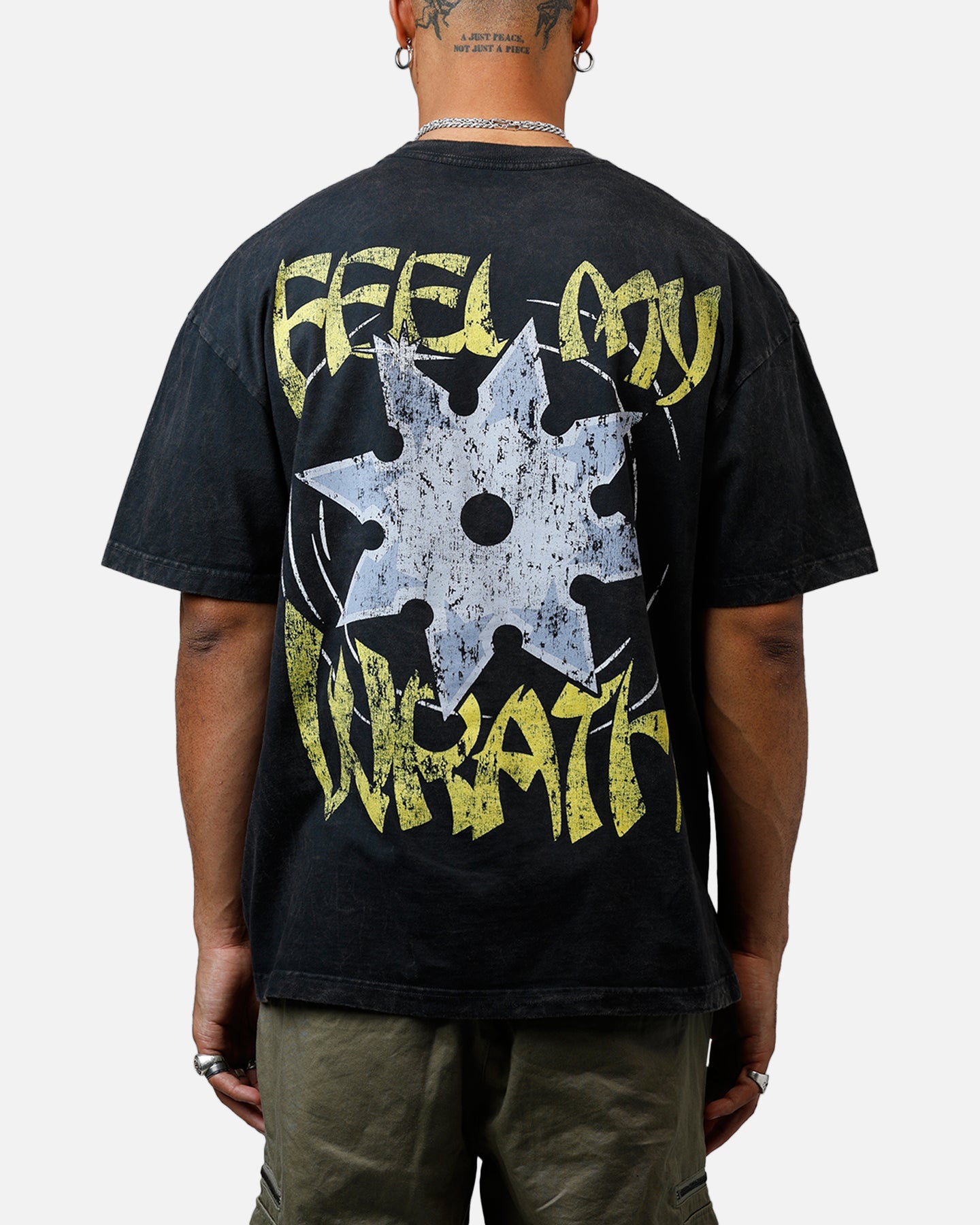 73 Studio Let's Fighting Love Heavyweight Black Acid Wash T-Shirt | Anime Graphic Tee for Casual Wear & Cosplay
