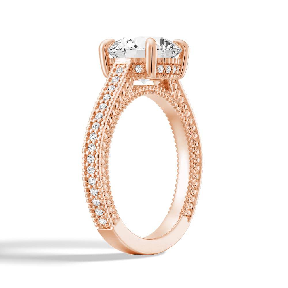 Exquisite Round Pave Moissanite Cathedral Engagement Ring with Hidden Halo - Perfect for Proposals, Weddings & Anniversary Gifts