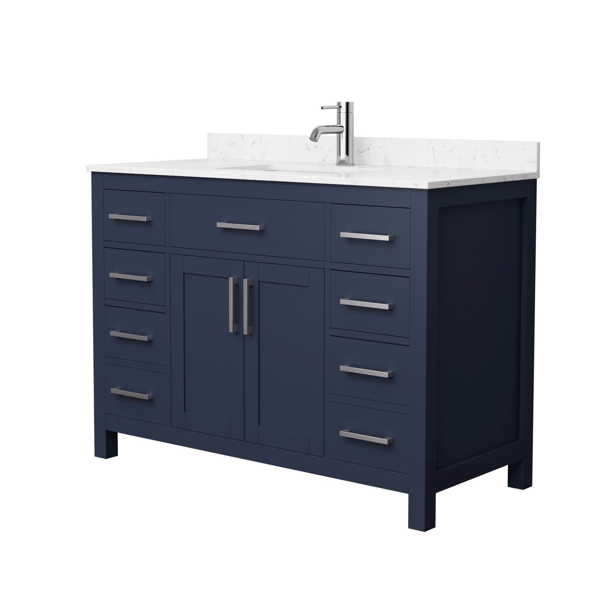 Wyndham Collection WCG242448SBNCCUNSMXX Beckett Vanity Set - Dark Blue Bathroom Vanity with Mirror & Sink for Modern Home Decor | Perfect for Master Bath, Guest Bath & Small Space Remodeling