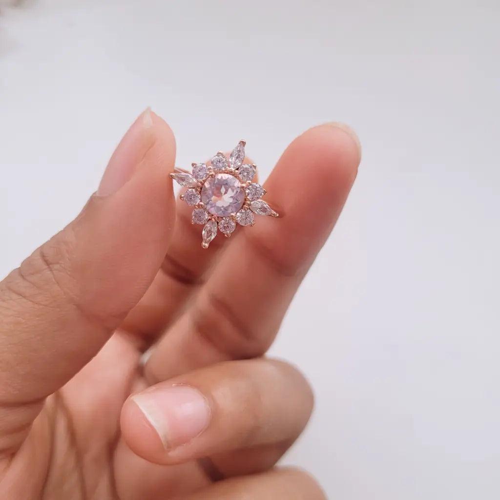 Anna Ring - Genuine Lavender Quartz Sterling Silver Ring for Women, Elegant Healing Crystal Jewelry Gift for Her | Perfect for Meditation, Yoga & Spiritual Healing
