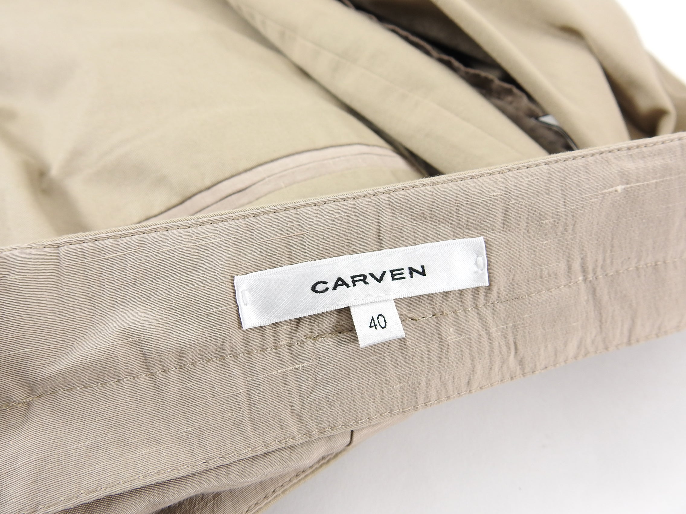 Carven Beige Cotton Pleat Mini Skirt Women's Size 8 (FR40) - Elegant A-Line Skirt for Office, Party & Casual Wear