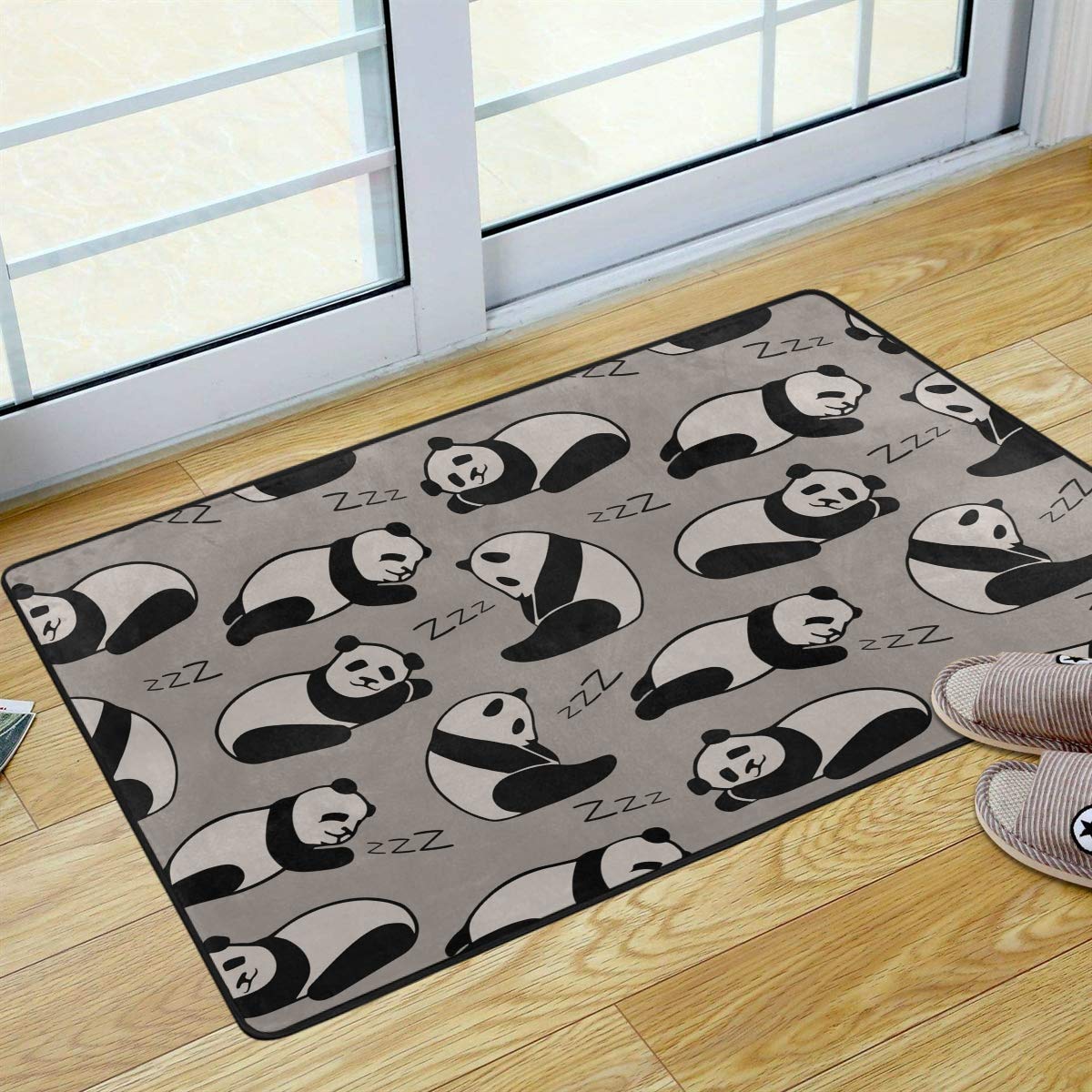 Cute Panda Welcome Doormat - Non-Slip Washable Bath Rug for Bathroom, Kitchen, Laundry Room & Outdoor Porch - Cartoon Husky Design 36 x 24 Inches - Perfect for Home Entryway, Pet Areas & High-Traffic Spaces