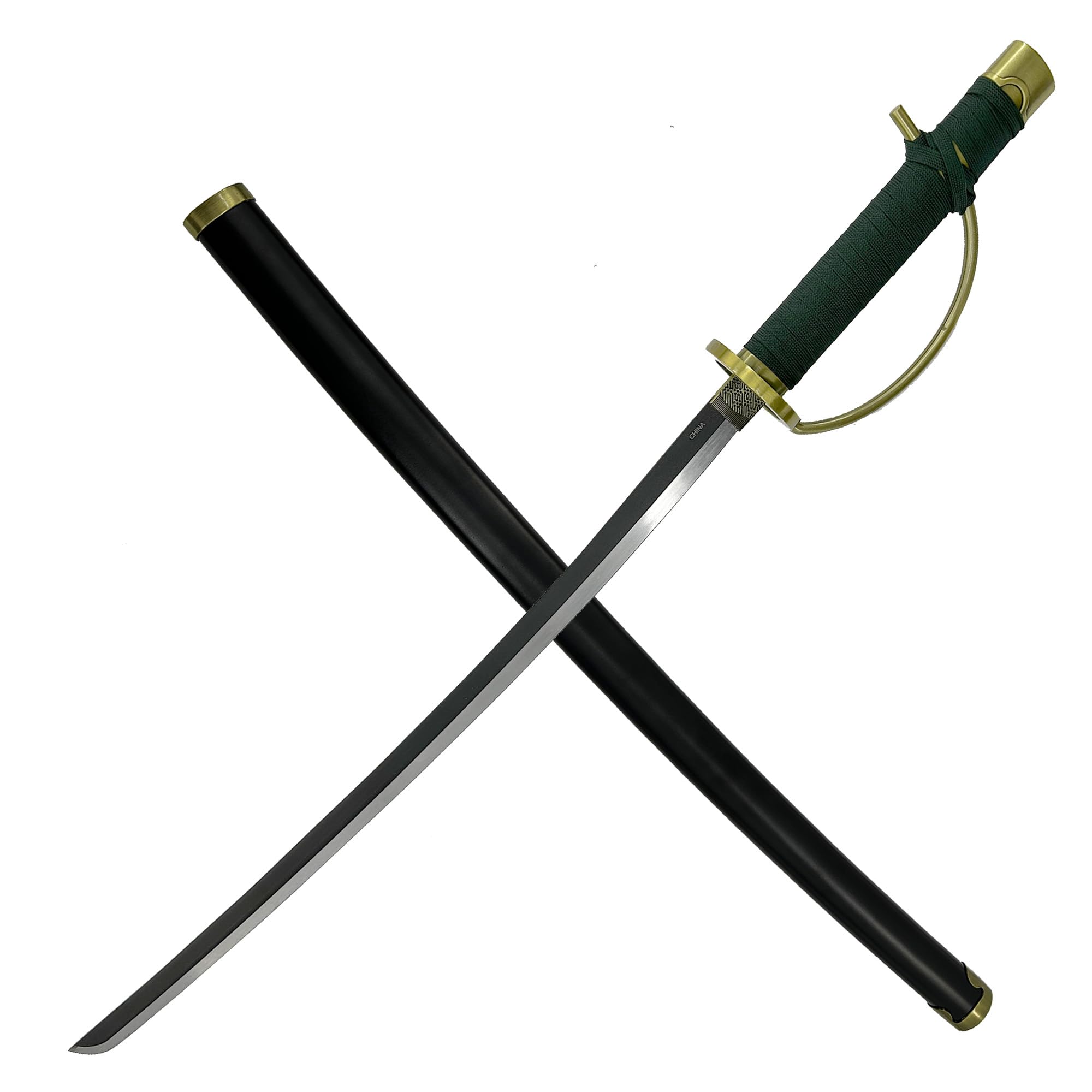 MedievalDepot Anime Sword Replica - 41 Inch Metal Katana with Green Grip & Guard | Collectible Weapon for Cosplay, Halloween Costume, Anime Convention & Home Decor