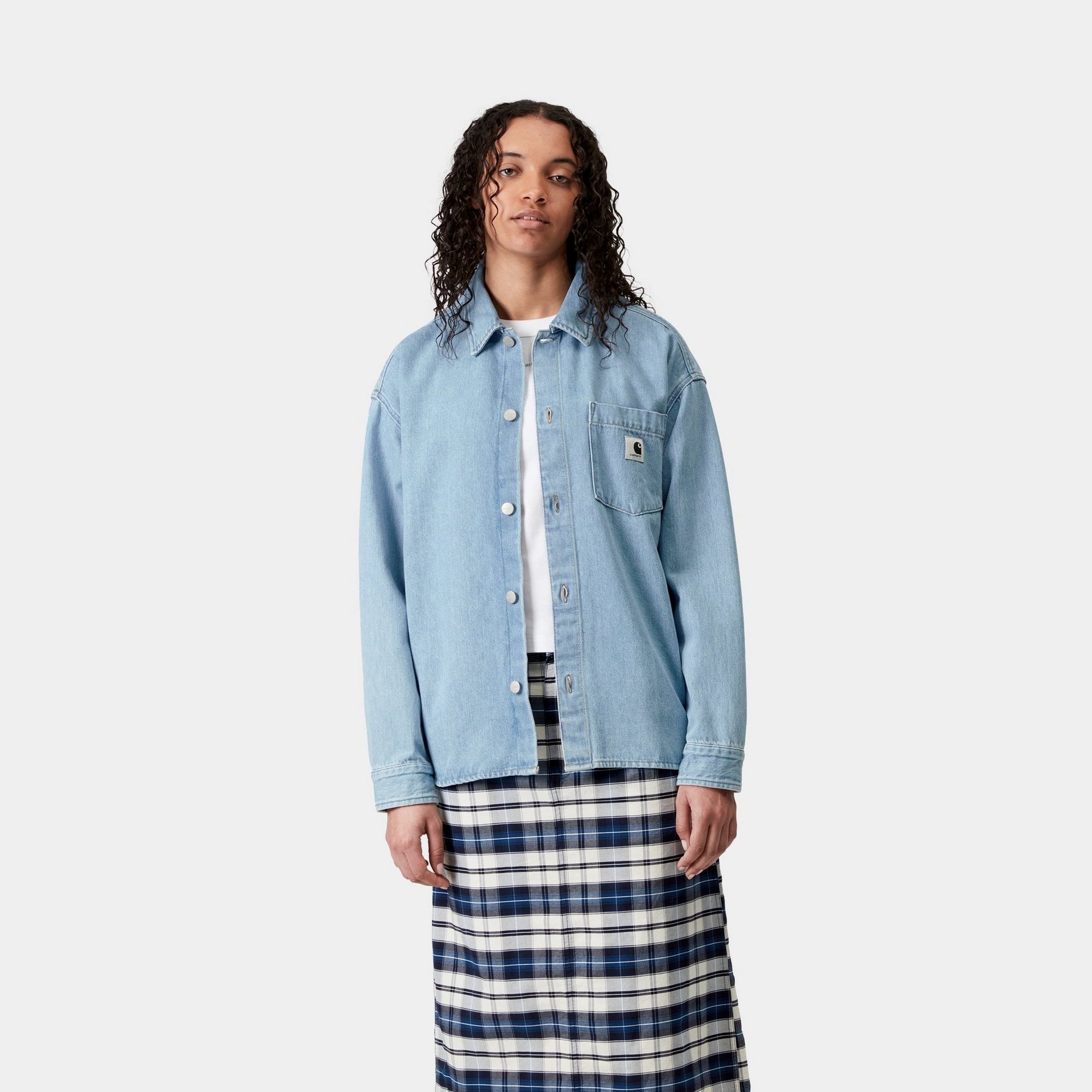 Alta Shirt Jacket for Men & Women - Stone Bleached Blue Denim Lightweight Overshirt | Perfect for Casual Outfits, Layering in Fall & Spring, Outdoor Adventures