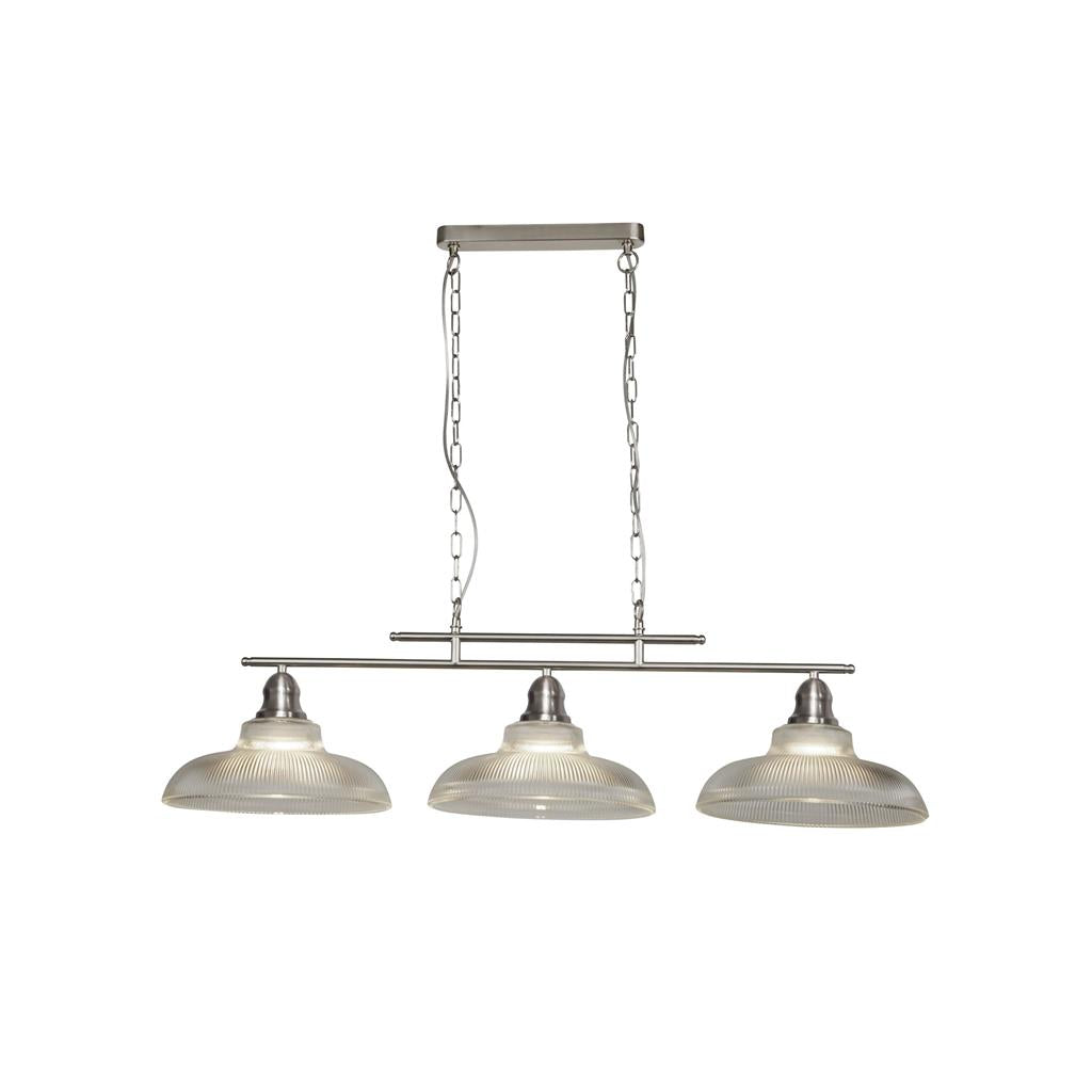 Bistro 2/3Lt Kitchen Light Fixture - Satin Silver/Antique Brass Finish - Modern Pendant Lighting for Dining Room, Island, Bar & Restaurant Decor