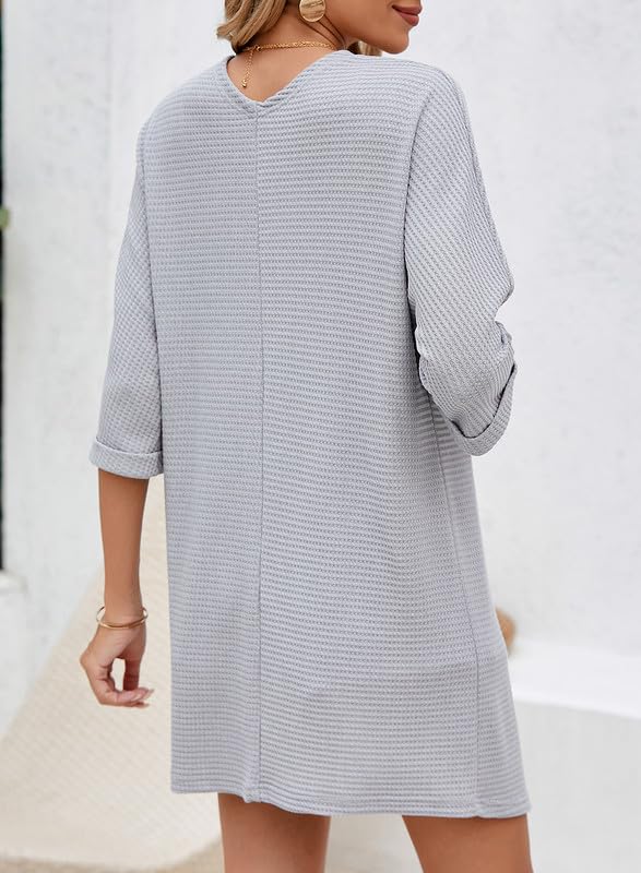 SHEWIN Women's Lightweight 3/4 Sleeve Open Front Waffle Knit Cardigan Sweater - Casual Kimono Style Cover Up for Spring & Fall | Perfect for Office, Date Night and Weekend Outfits
