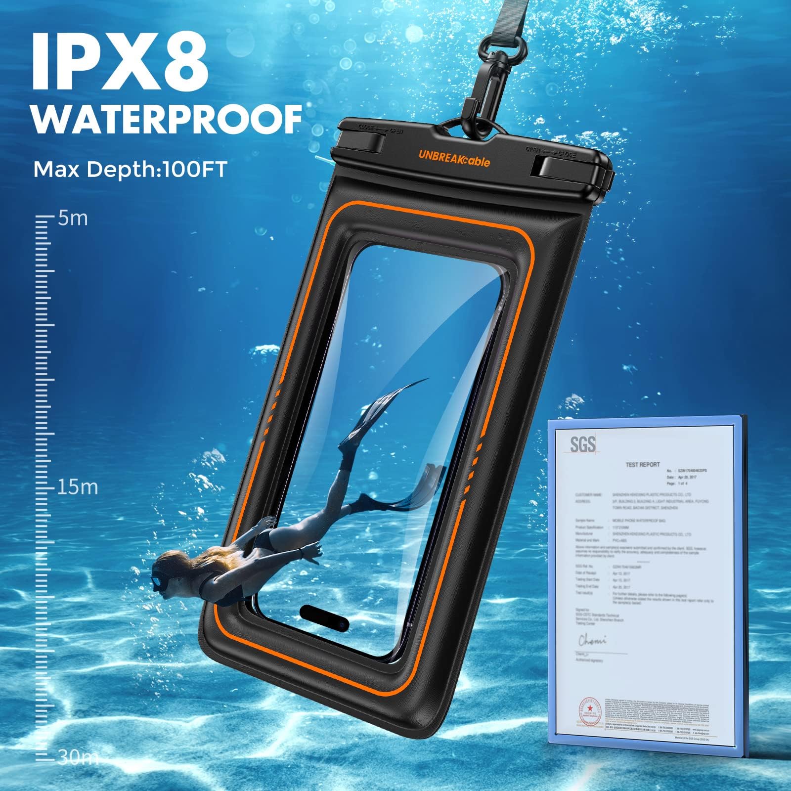 UNBREAKcable Floating Waterproof Phone Pouch 2 Pack - IPX8 Waterproof Phone Case Dry Bag for iPhone 16/15 Pro Max & Samsung S25/S24/S23 - Perfect for Kayaking, Beach, Cruise Travel & Swimming - Universal 7