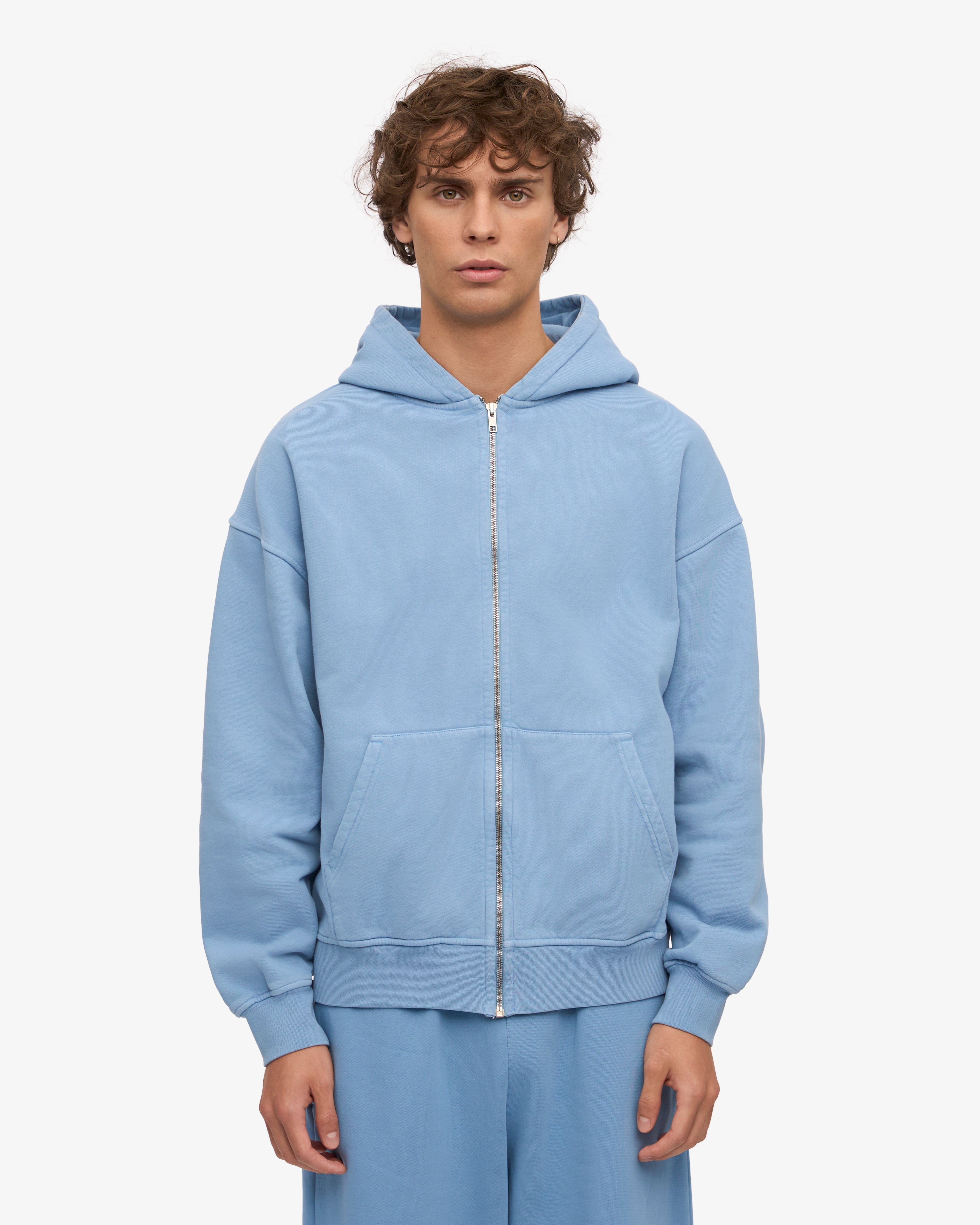 Organic Oversized Zip Hoodie for Women - Soft & Cozy Pullover Fleece Sweatshirt - Seaside Blue - Perfect for Casual Wear, Lounging & Outdoor Activities