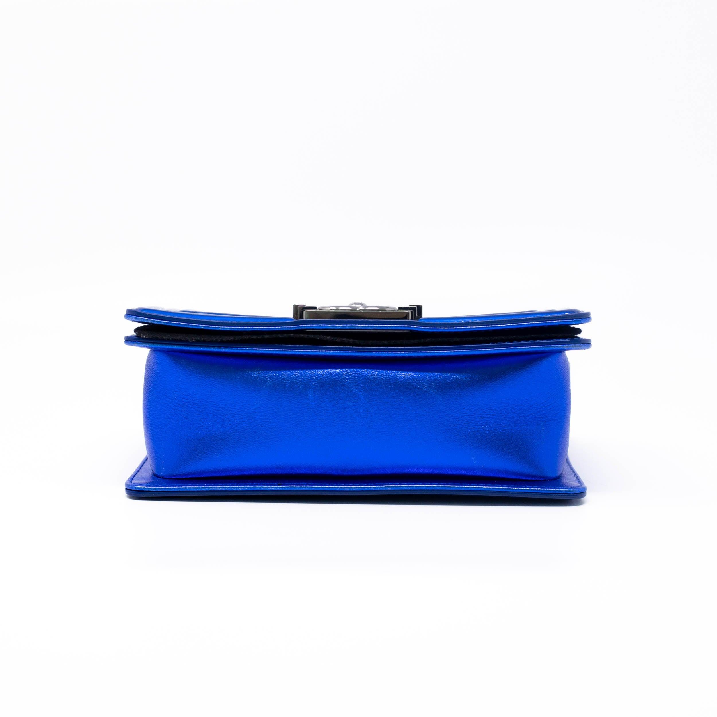 Chanel Blue Patent Leather Small Boy Bag - Luxury Crossbody Handbag for Women, Perfect for Parties, Dates & Special Occasions