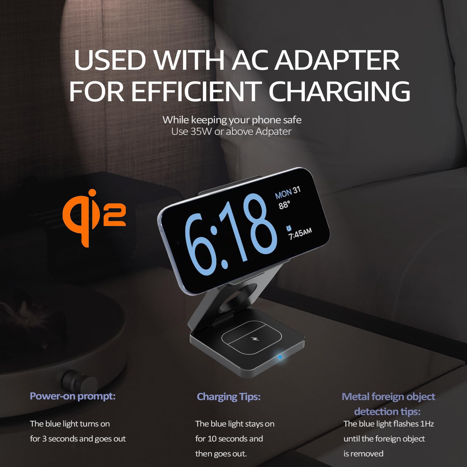 25W 3in1 Magsafe Charging Station for iPhone - Fast Wireless Charger for iPhone, iWatch & AirPods - Home & Office Use