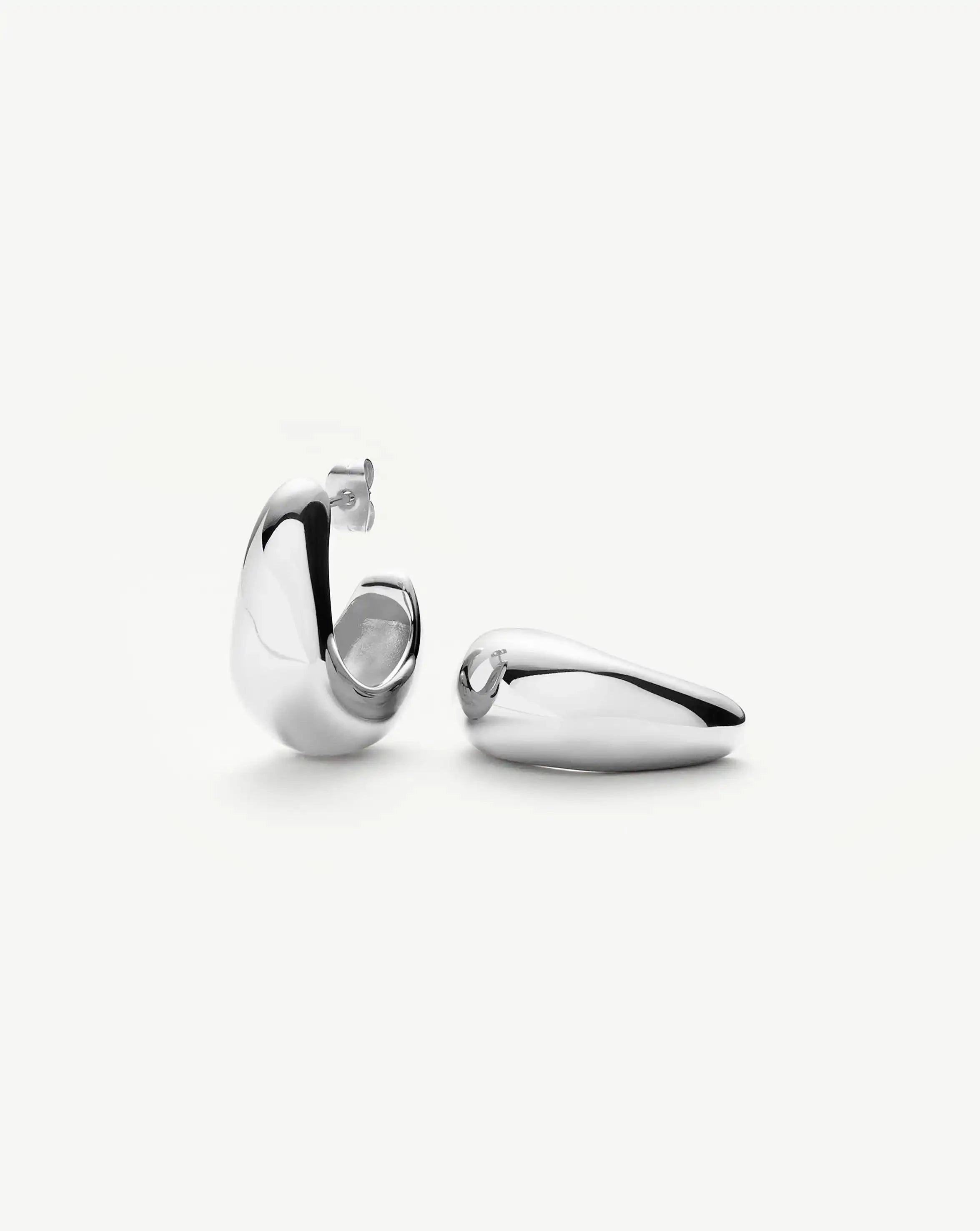Stylish Dome Medium Hoop Earrings - Silver Plated for Women | Perfect for Everyday Wear, Office & Date Night